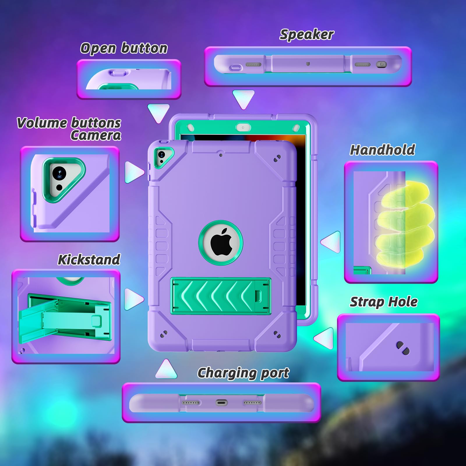 Kepaitok Case For Ipad 9Th/ 8Th/ 7Th Generation 10.2 Inch (2021/2020/2019),Cases With 2 Angles Kickstand Built In Stand For Kids