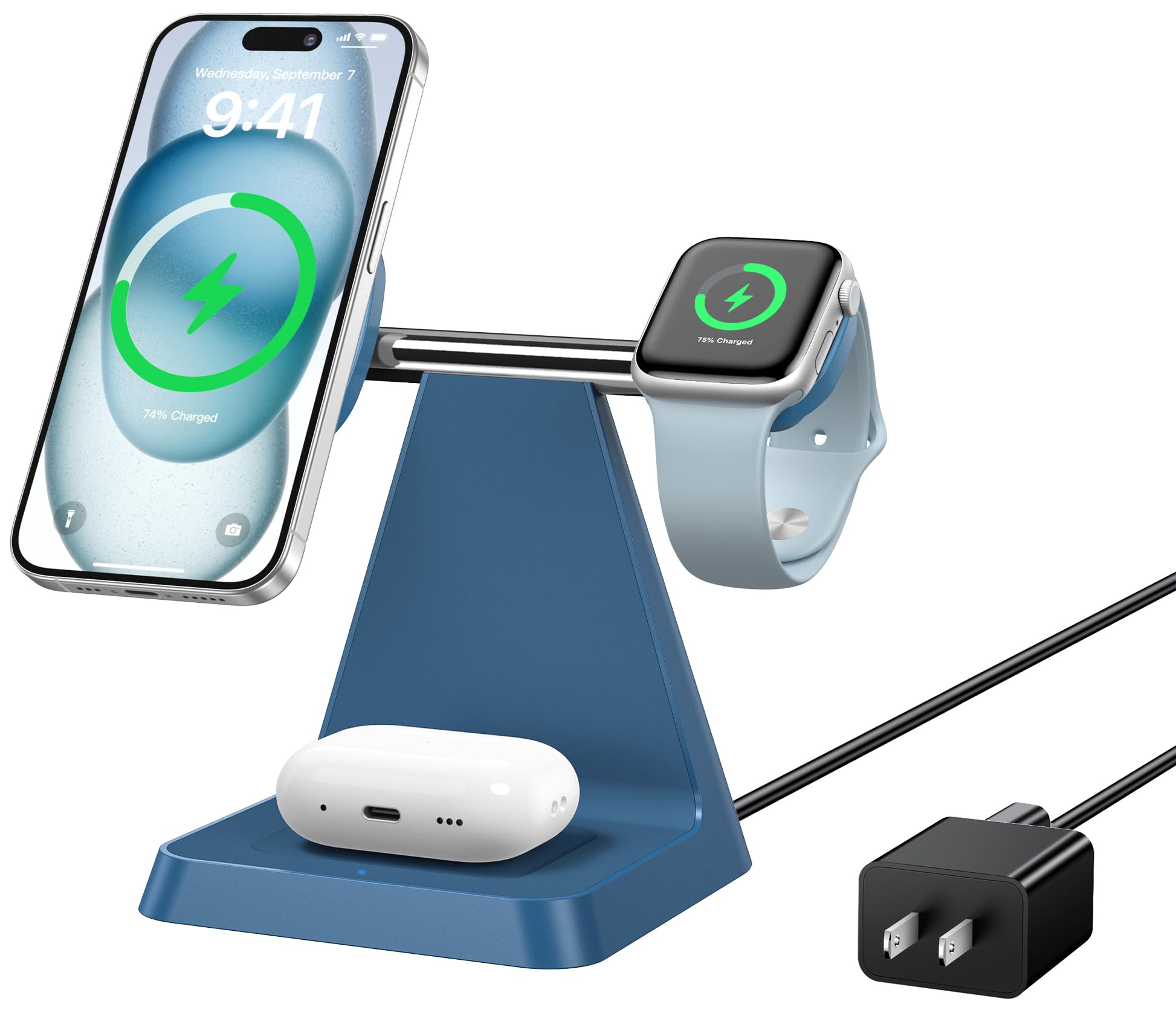 Woruda Magnetic Wireless Charger For Iphone   3 In 1 Charging Station For Multiple Devices Charger Stand For Apple Watch Iphone
