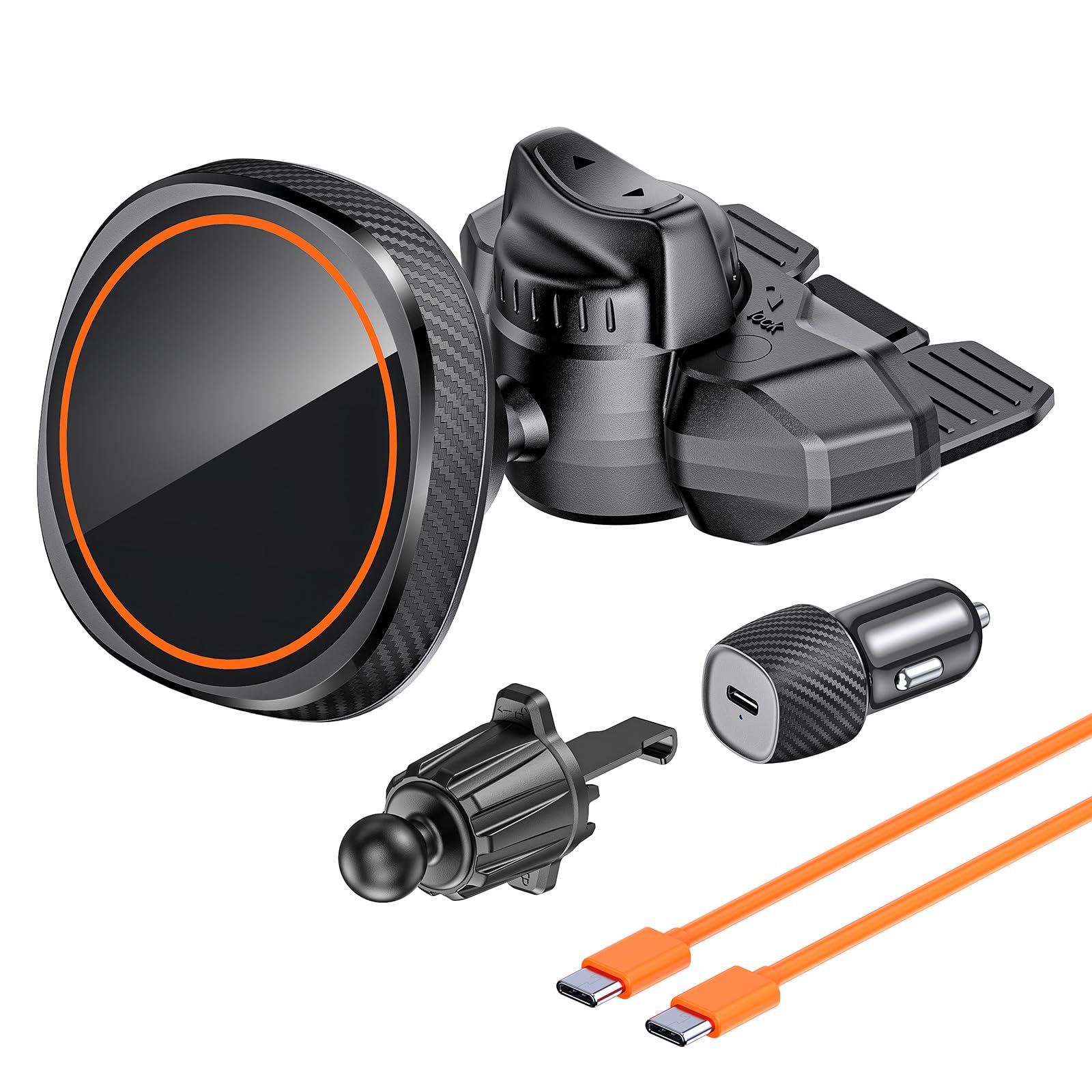 Oqtiq Qi2-Certified Magnetic Wireless Charging Car Mount Cd Phone Holder Compatible With Magsafe Iphone 16-12 Series