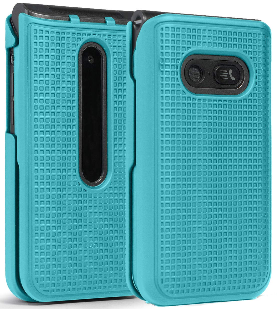 Nakedcellphone Case for LG Classic Flip, [Teal Mint Cyan] Protective Snap-On Hard Shell Cover [Grid Texture] for LG Classic Flip Phone L125DL