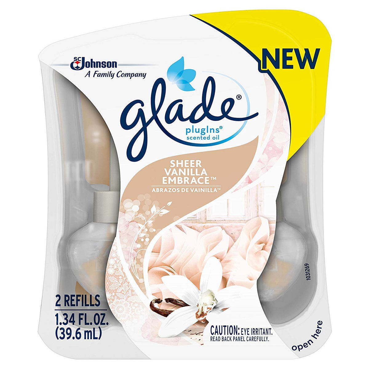 Glade Plugins Scented Oil Air Freshener Refills, 2 Count, 1.34 Fl Oz (Sheer Vanilla Embrace, 2 Count)