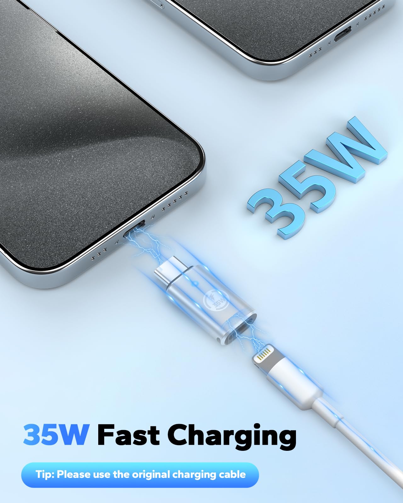 MoKo Lightning to USB C Adapter 4 Pack - Fast Charging for iPhone 15/16 Pro Max, Galaxy S24 - Silver, NOT for Headphone, 35W