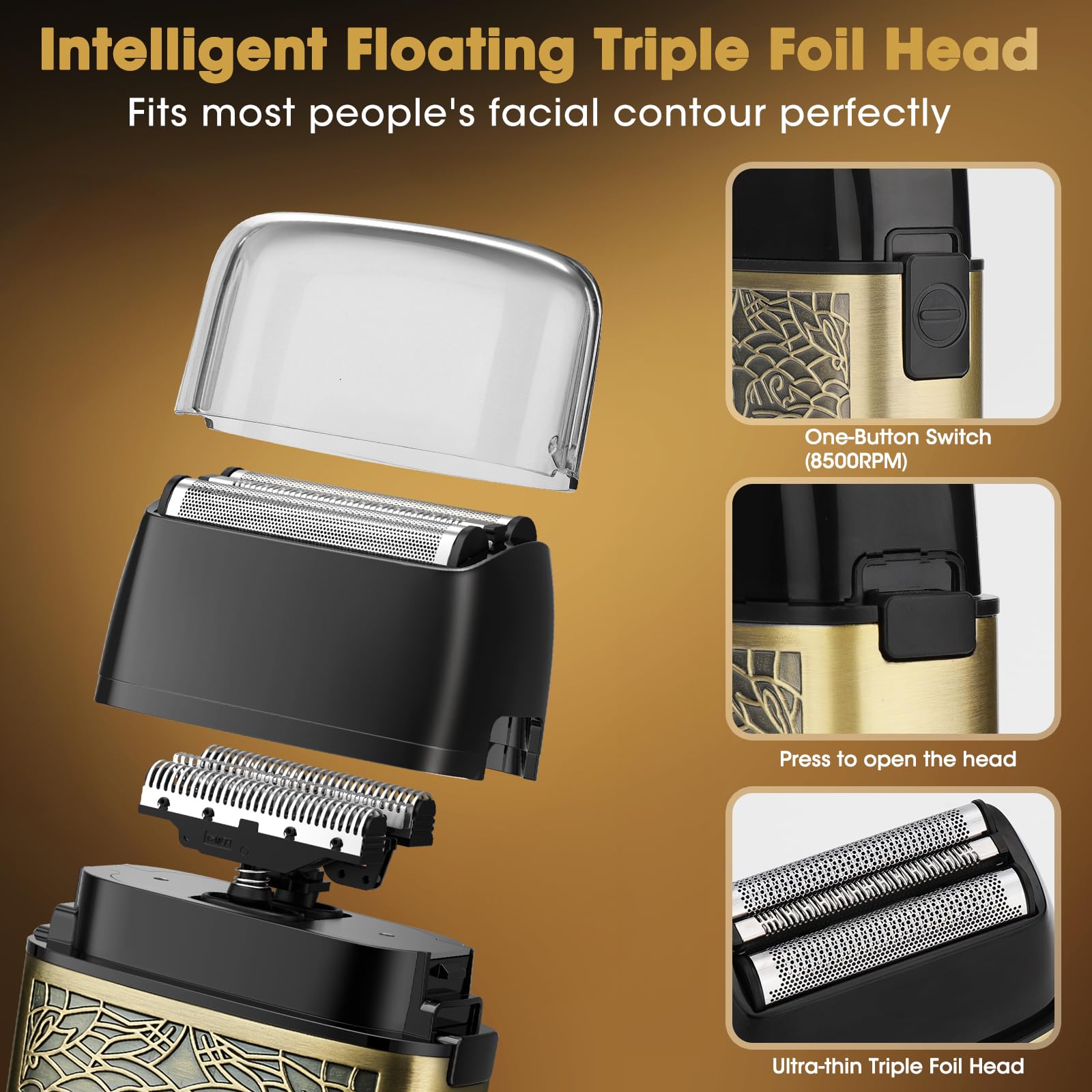 Dumite Electric Shavers For Men,Powerful Motor Electric Razor,Head Shavers For Bald Men,Triple Foil Beard Trimmer,Barber Supplie