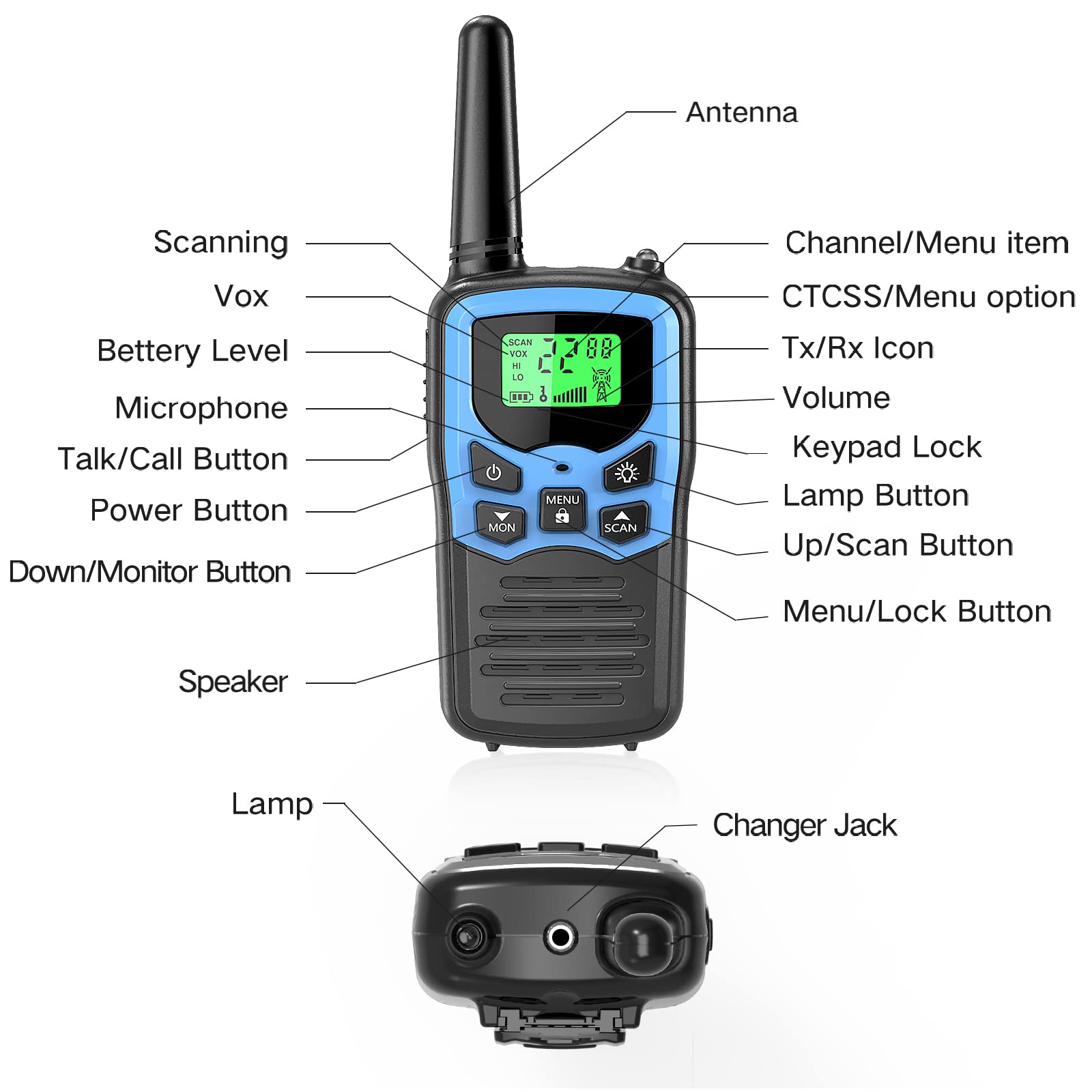 Walkie Talkies,Moico Long Range Walkie Talkies For Adults Two Way Radios With 22 Channels Frs Vox Scan Lcd Display With Led Flas