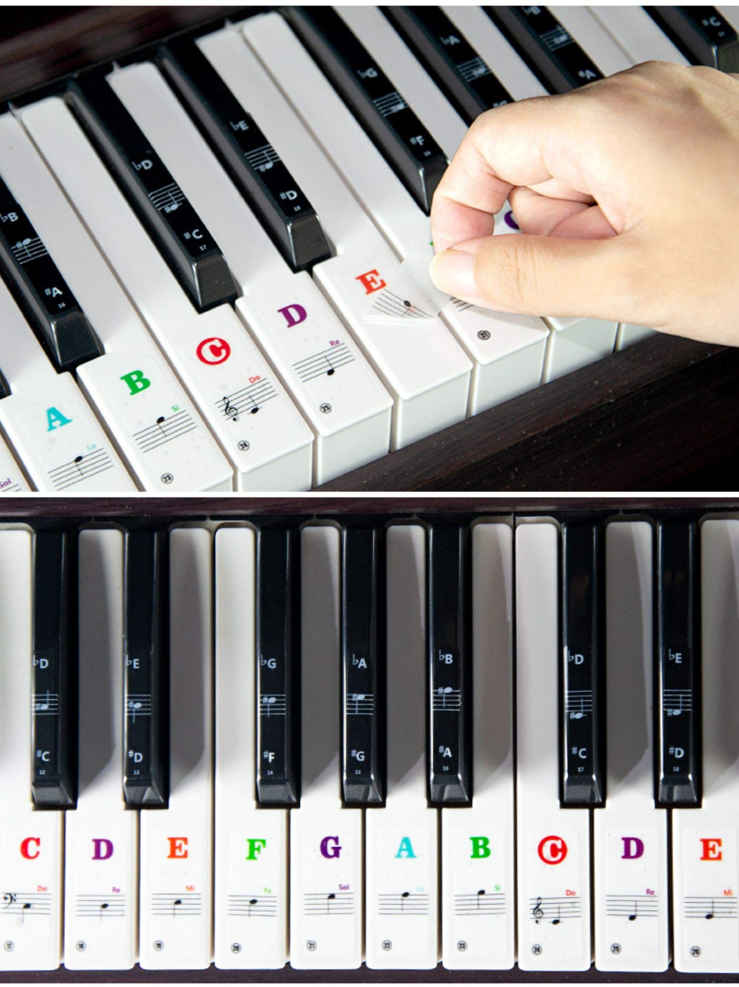Piano Keyboard Stickers For 88/61/54/49 Key. Colorful Large Bold Letter Piano Stickers Perfect For Kids Learning Piano. Multi Co