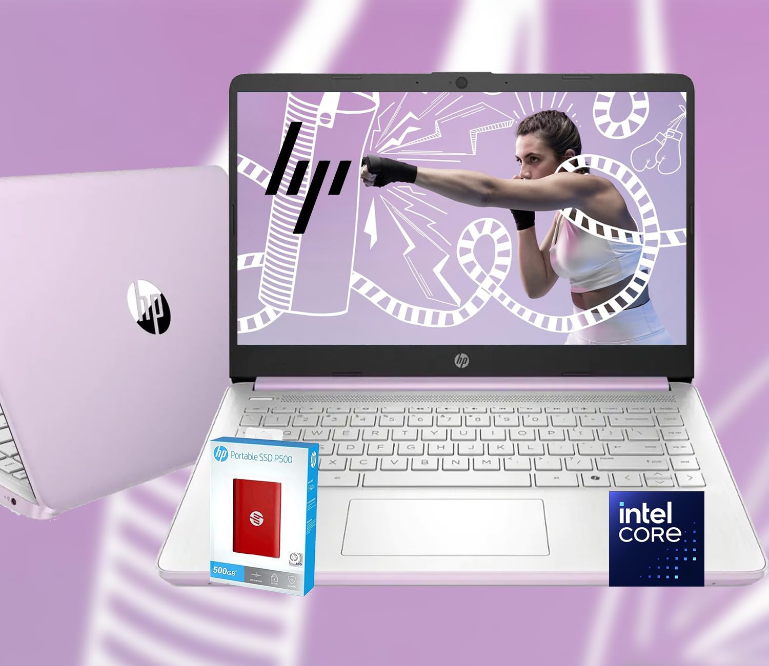 Hp 14 Ultrabook  Intel 4-Core N150  Microsoft 365  Copilot Ai  8Gb Ram  1.6Tb Storage (128Gb Ufs Withhp 512Gb P500 Portable Ssd 