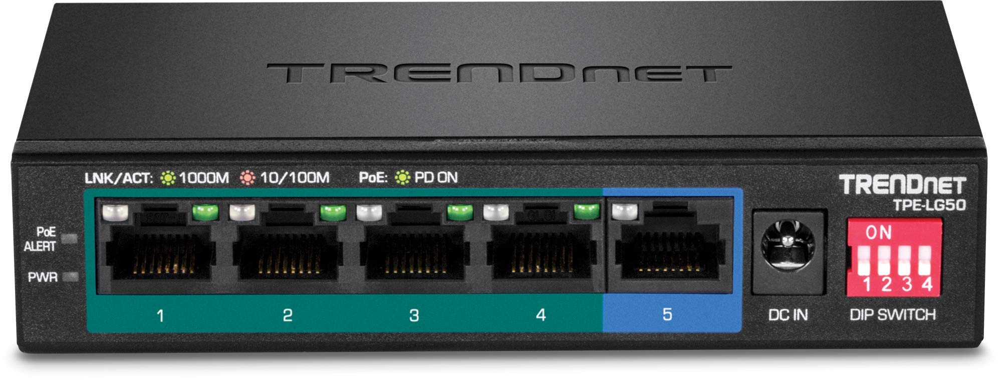 Trendnet 5-Port Gigabit Long Range Poe+ Switch, 4 X Gigabit Poe+ Ports, 1 X Gigabit Port, 32W Poe Budget, 10Gbps Switching Capac