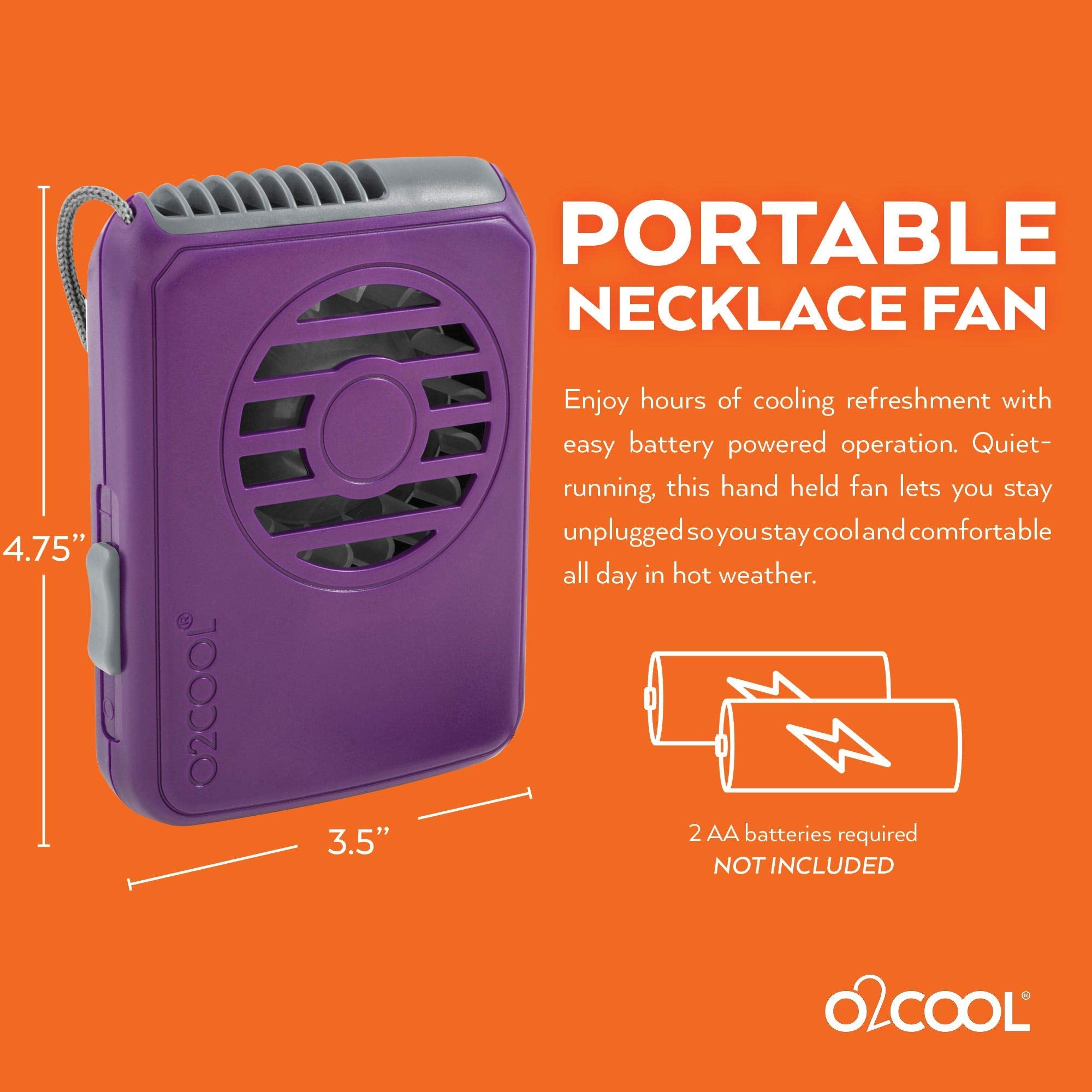 O2Cool Deluxe Personal Necklace Fan | Hands  Free, Battery Operated Wearable Mini Cooling Device For Beach, Sporting Events, Cam