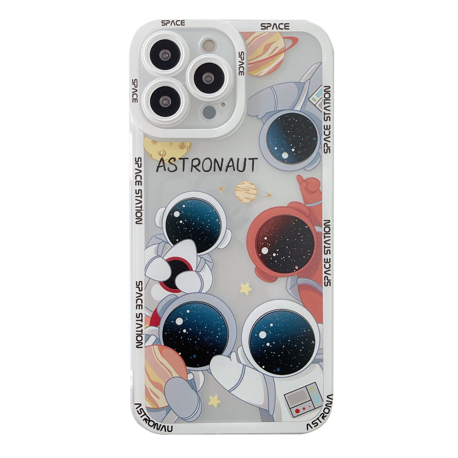 Yonds Queen For Iphone 12 Mini Cute Clear Case, Cool Cartoon Astronaut Space Planet Moon Rocket Design Stylish Soft Tpu Bumper S