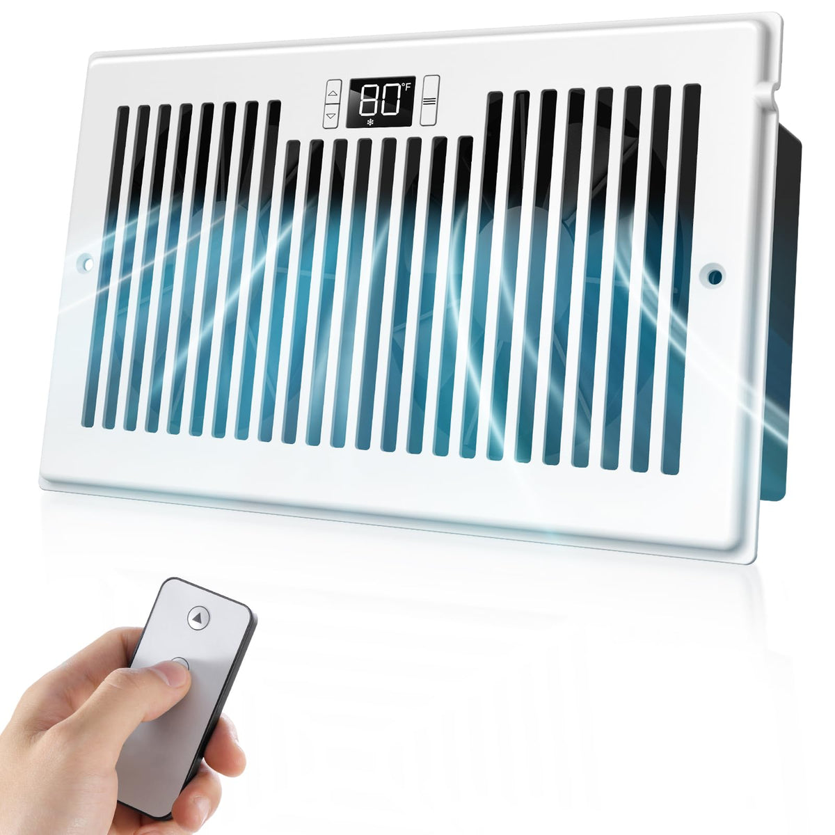 Vellee Quiet Register Booster Fan Fits 6 '' X 10 '' (Duct Opening Cutout), 10-Speed Smart Heating Cooling Ac Vent Booster Fan W/