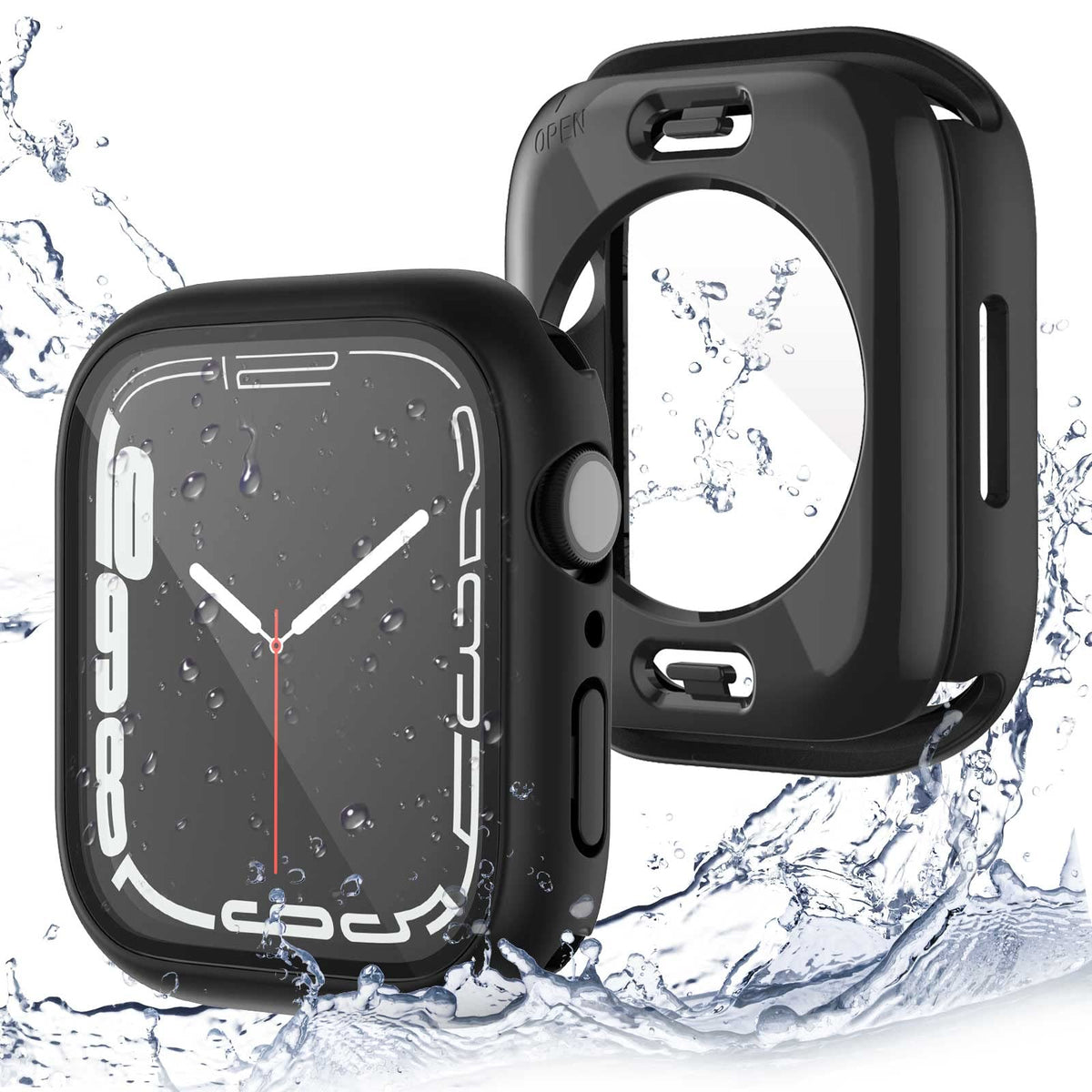 Yolovie [2 Pack 2 In 1 Waterproof Case Compatible For Apple Watch Series 8 7 41Mm Screen Protector Tempered Glass Film Pc Face C