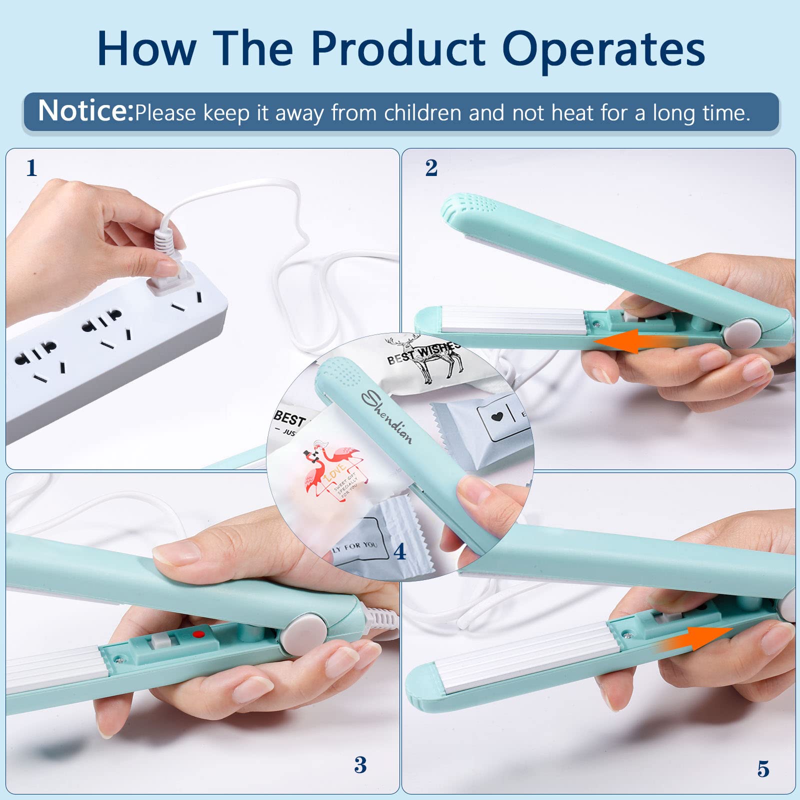 Mini Chip Bag Sealer, Portable Bag Sealer Heat Seal, Reusable Handheld Kitchen Bag Resealer For Chip Bags, Foil Bags, Mylar Bags