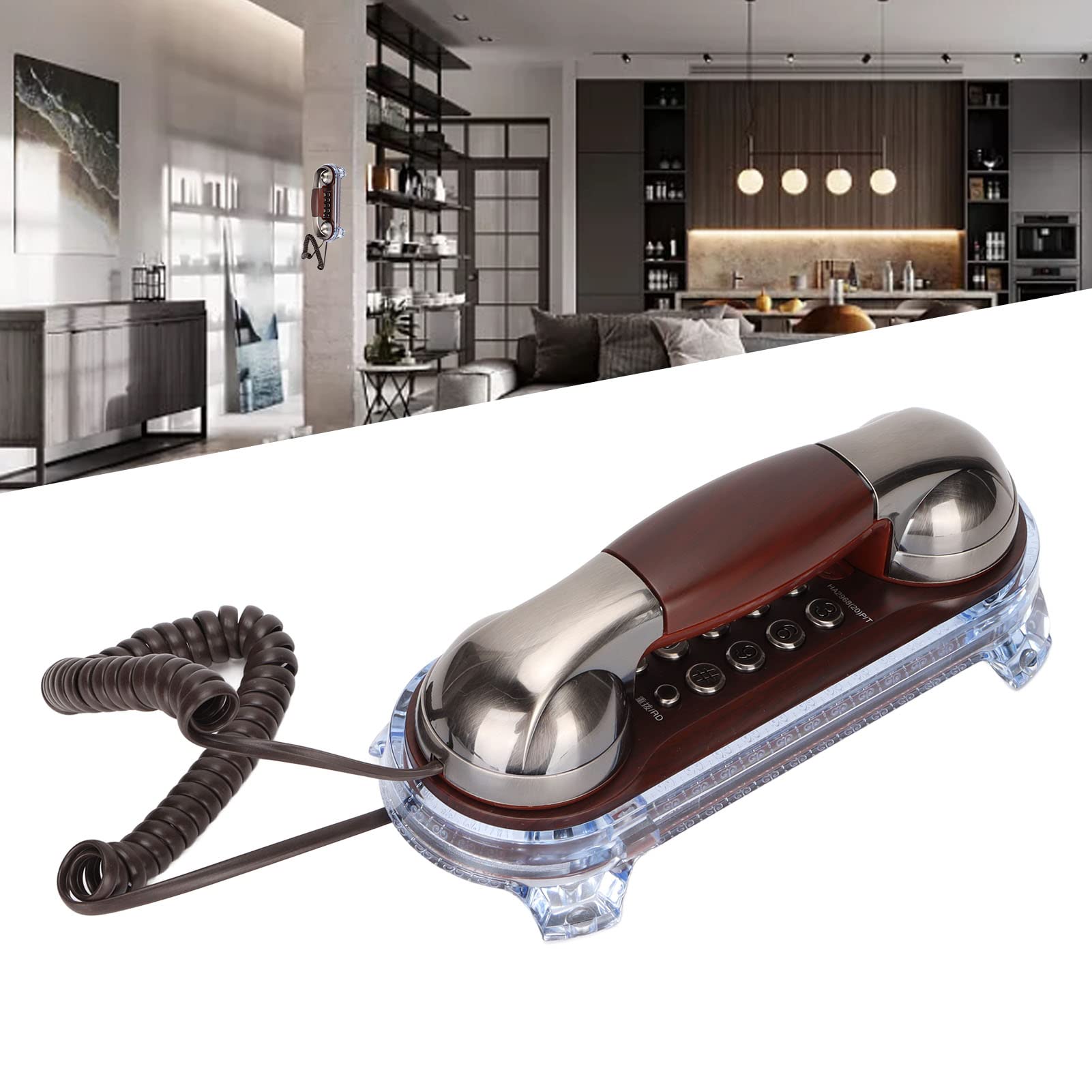 European Vintage Wall Phone Retro Desktop,Wall Mounted Dual Purpose Wired Telephone Desktop Wall Landline Phone With Light For H