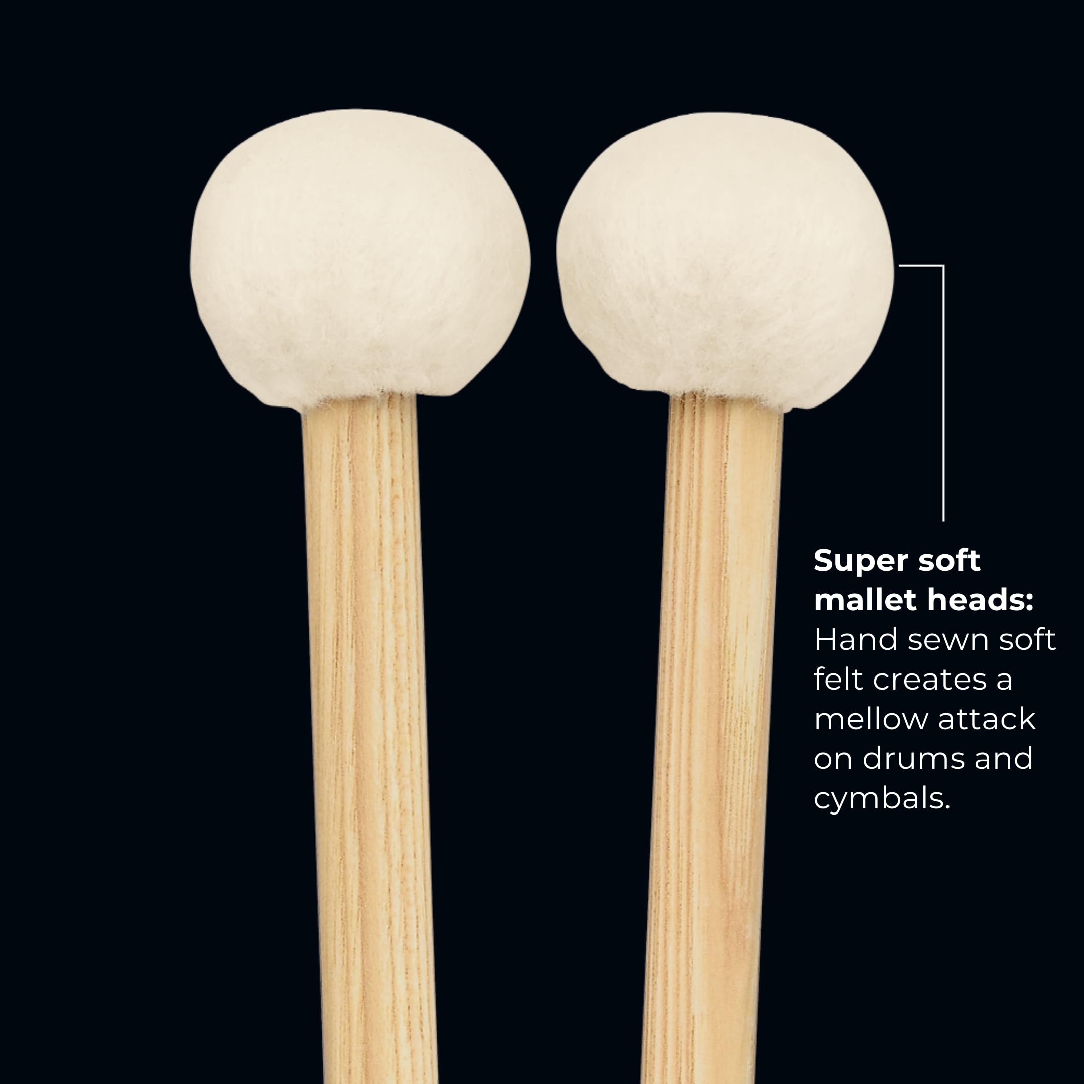 Meinl Stick & Brush Drum Set Mallets With Super Soft Felt Head & 5A American Hickory Handle Made In Germany (Sb400)