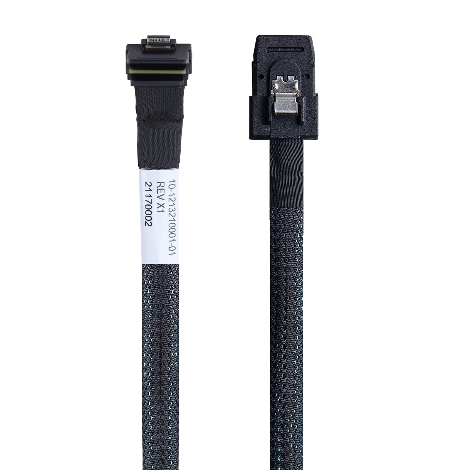 10Gtek# 6G Internal Mini Sas Sff 8087 To Sff 8087 Cable, Straight To Right Angle, 100 Ohms, 0.5 M(1.6Ft)