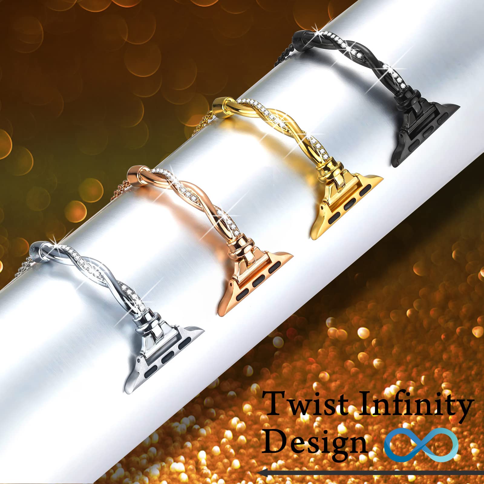 Dilando Bling Band And Case Compatible With Apple Watch Band Bracelet 38Mm 40Mm 41Mm 44Mm 45Mm 42Mm Women, Slim Dressy Metal Str