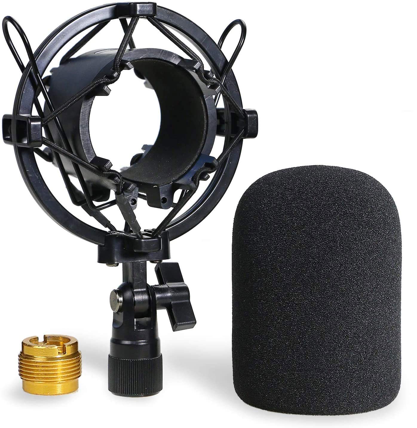 AT2020 Shock Mount with Pop Filter   Foam Windscreen with Microphone Shockmount Reduces Vibration Noise and Blocks Out Plosives for Audio Technica AT2020 AT2035 ATR2500 Condenser Mic by YOUSHARES