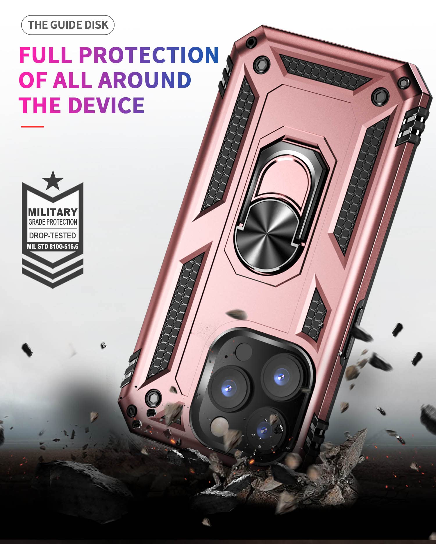 Addit Phone Case For Iphone 14 Pro Case Iphone 14 Pro Phone Case Woman, With Ring Holder Stand, Support Magnet Car Mount, Milita