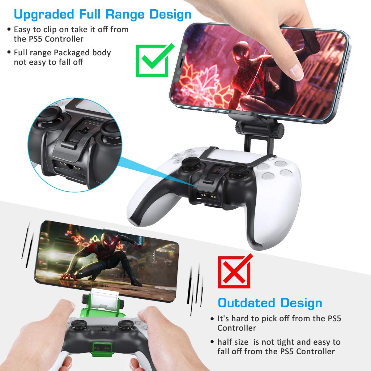 Oivo Ps5 Controller Phone Mount Clip, Mobile Gaming Clip Cell Phone Stand Holder Replacement For Playstation 5 Dualsense Control