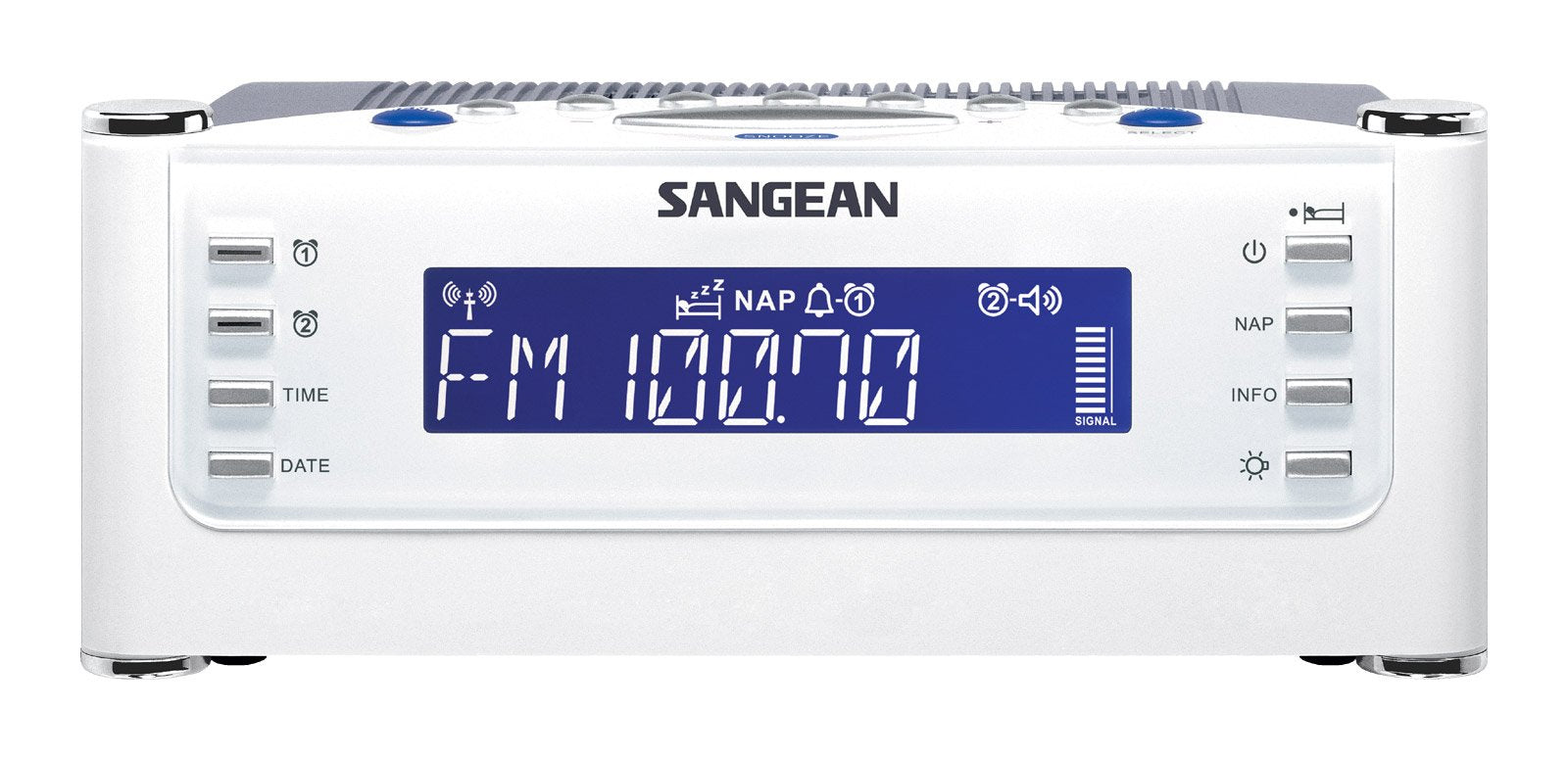Sangean All in One Weather Atomic AM/FM Dual Alarm Clock Radio with Large Easy to Read Backlit LCD Display
