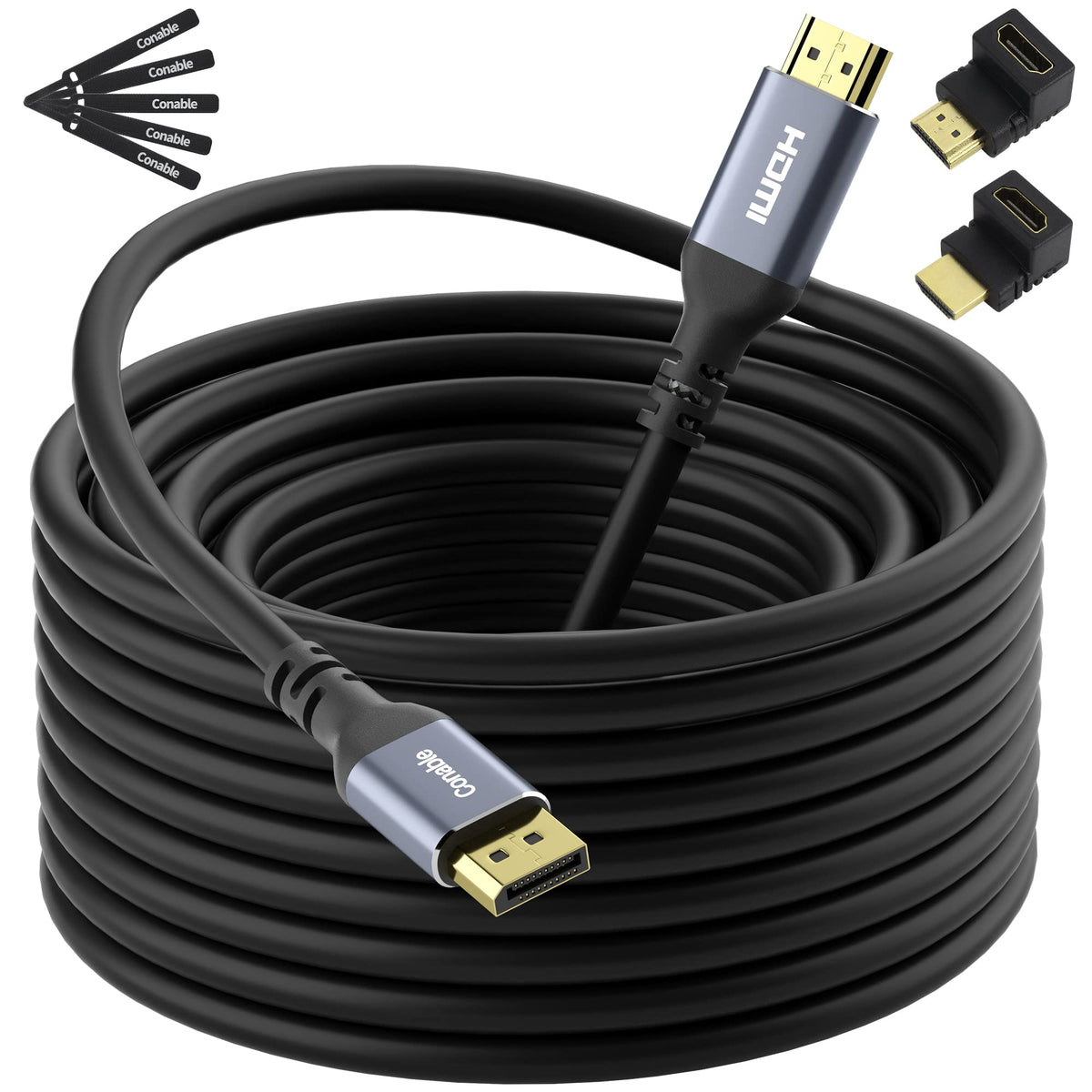 4K Displayport To Hdmi Cable 35Ft, 4K@60Hz Hdr, High Speed Active Display Port To Hdmi Cable Uhd Converter, Uni Directional Cord