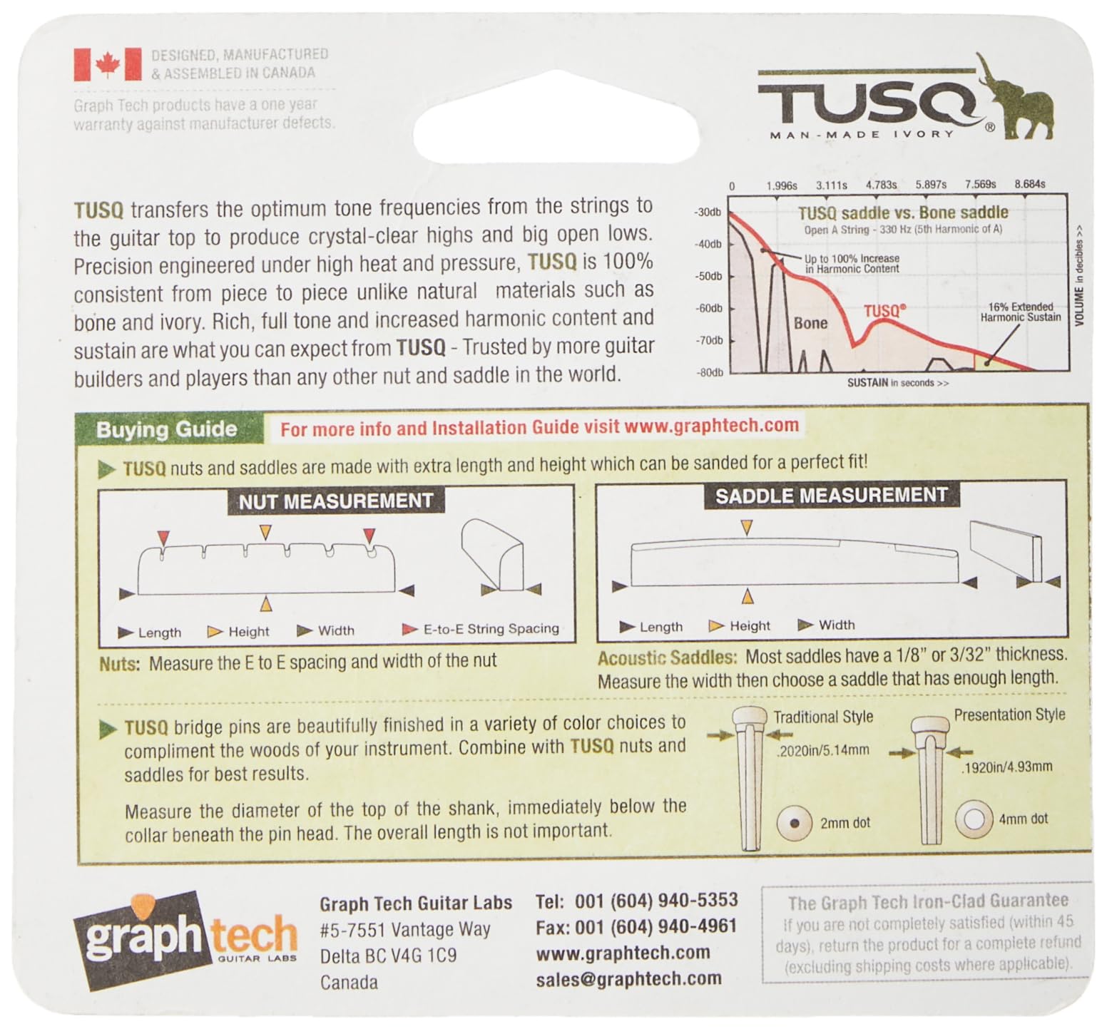 Graphtech Pq500000 Tusq Electric Guitar Nut, Fender Style Slotted