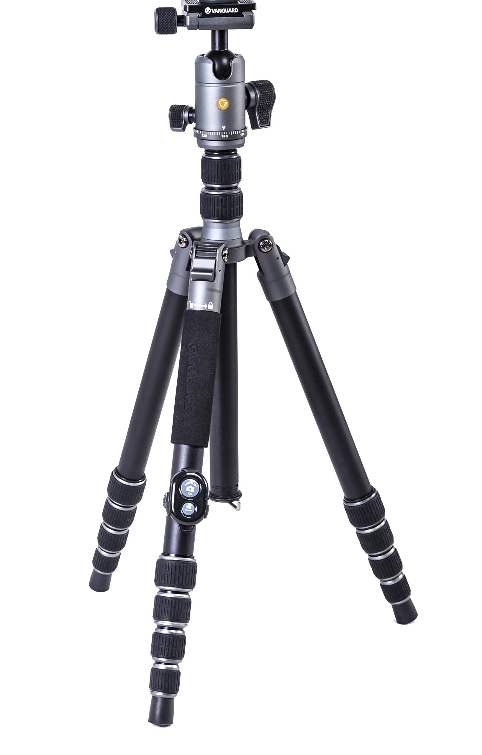 Vanguard Veo3Go265Hab Compact Aluminum Travel Tripod With Ball Head, Monopod Option, Smart Phone Holder And Bluetooth Remote