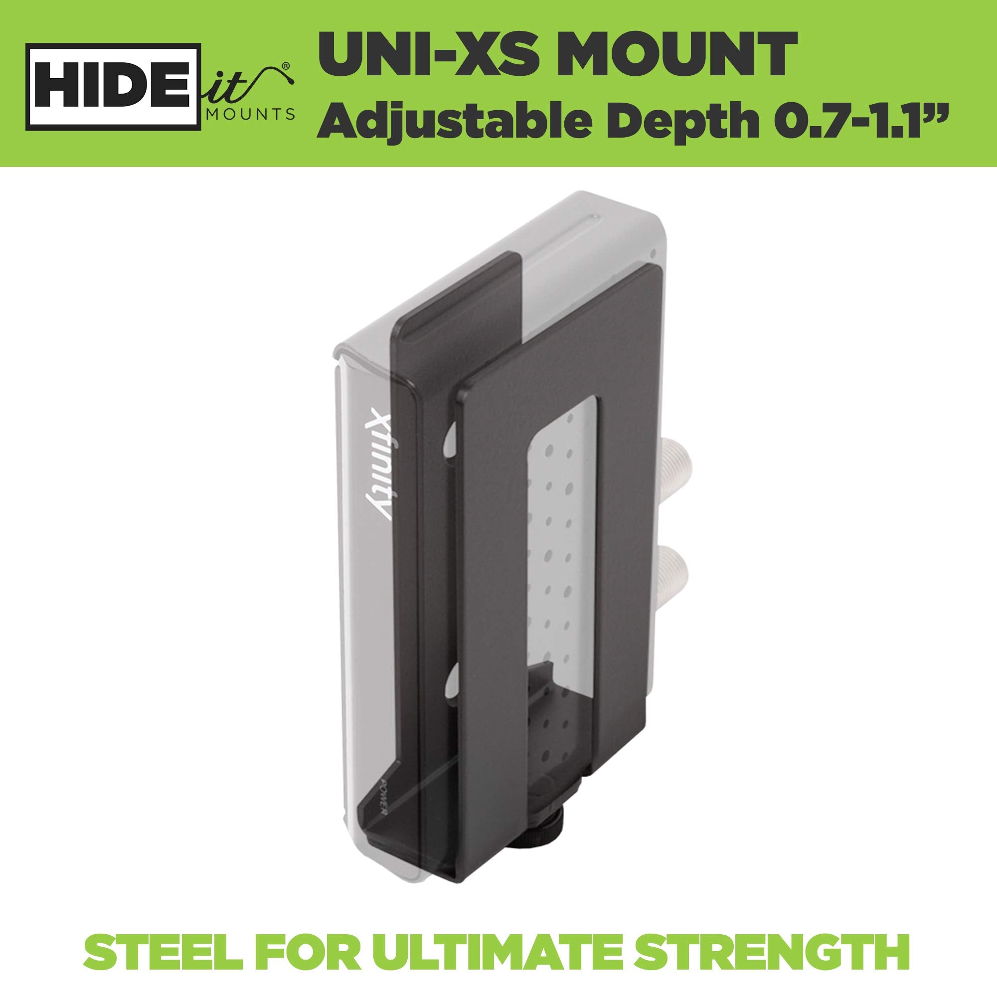 Hideit Mounts Uni Xs Mount   Patented In 2018, Made From Steel Adjustable Extra Small Device, Hide Your Cable Tv Box, Modems, Sa