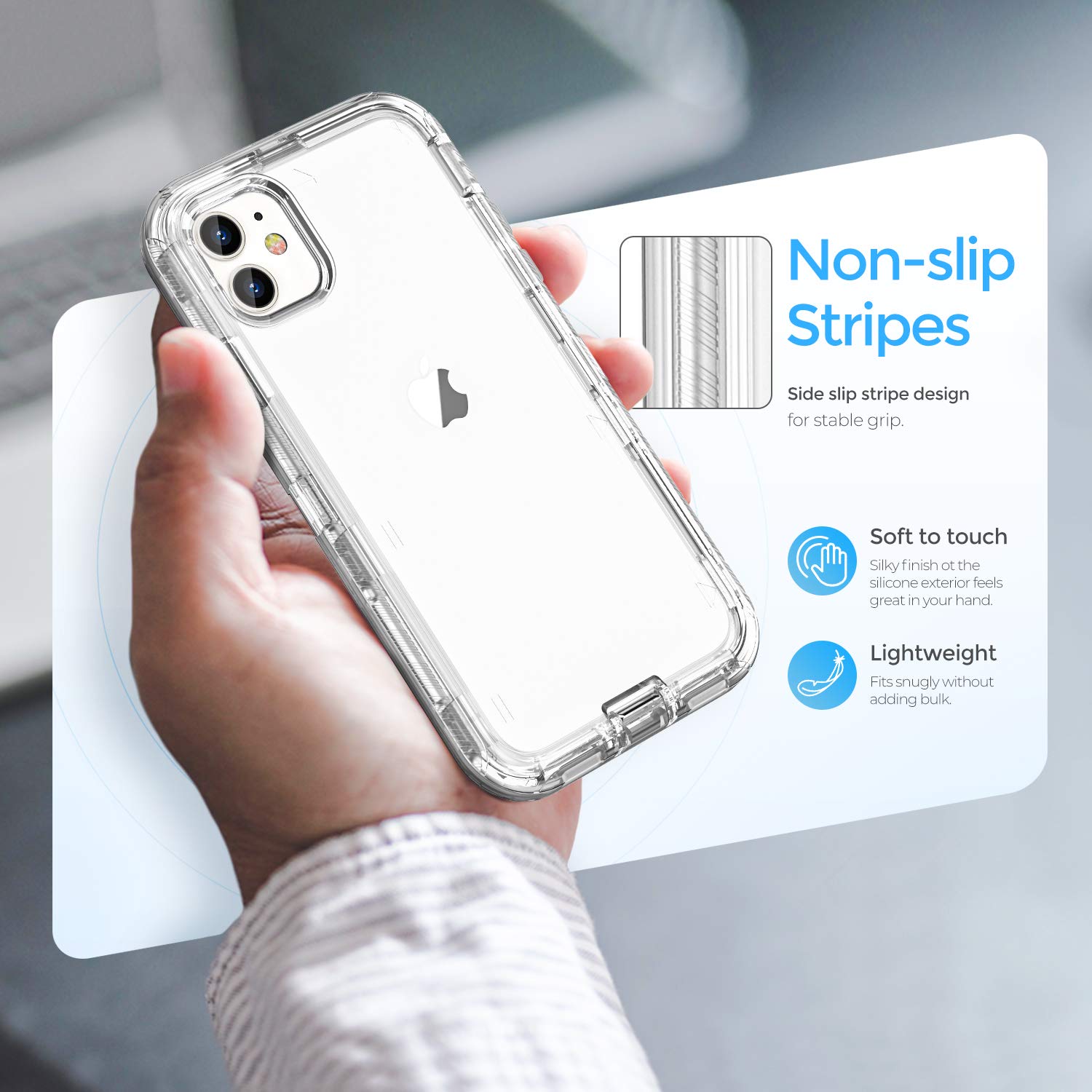 Oribox Case Compatible With Iphone 11 , Heavy Duty Shockproof Anti Fall Clear Case