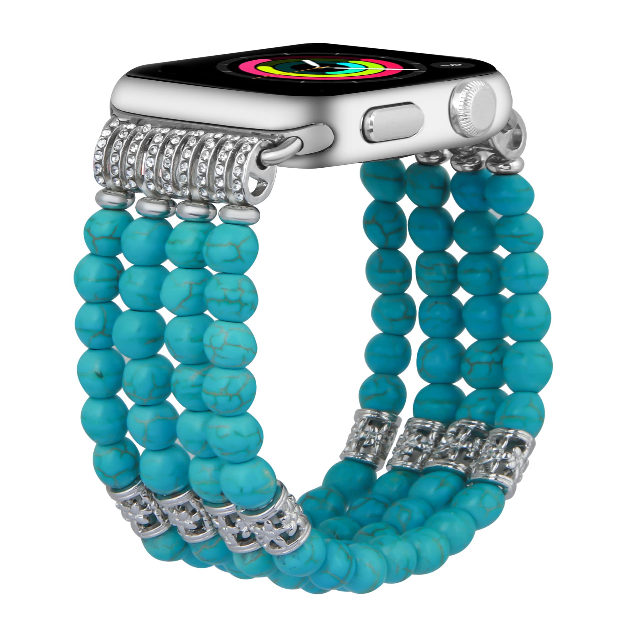 Gemek Compatible With Apple Watch Band 42/44/45/49Mm Women Iwatch Bands Series 8/7/6/5/4/3/2/1, Handmade Beaded Elastic Stretch