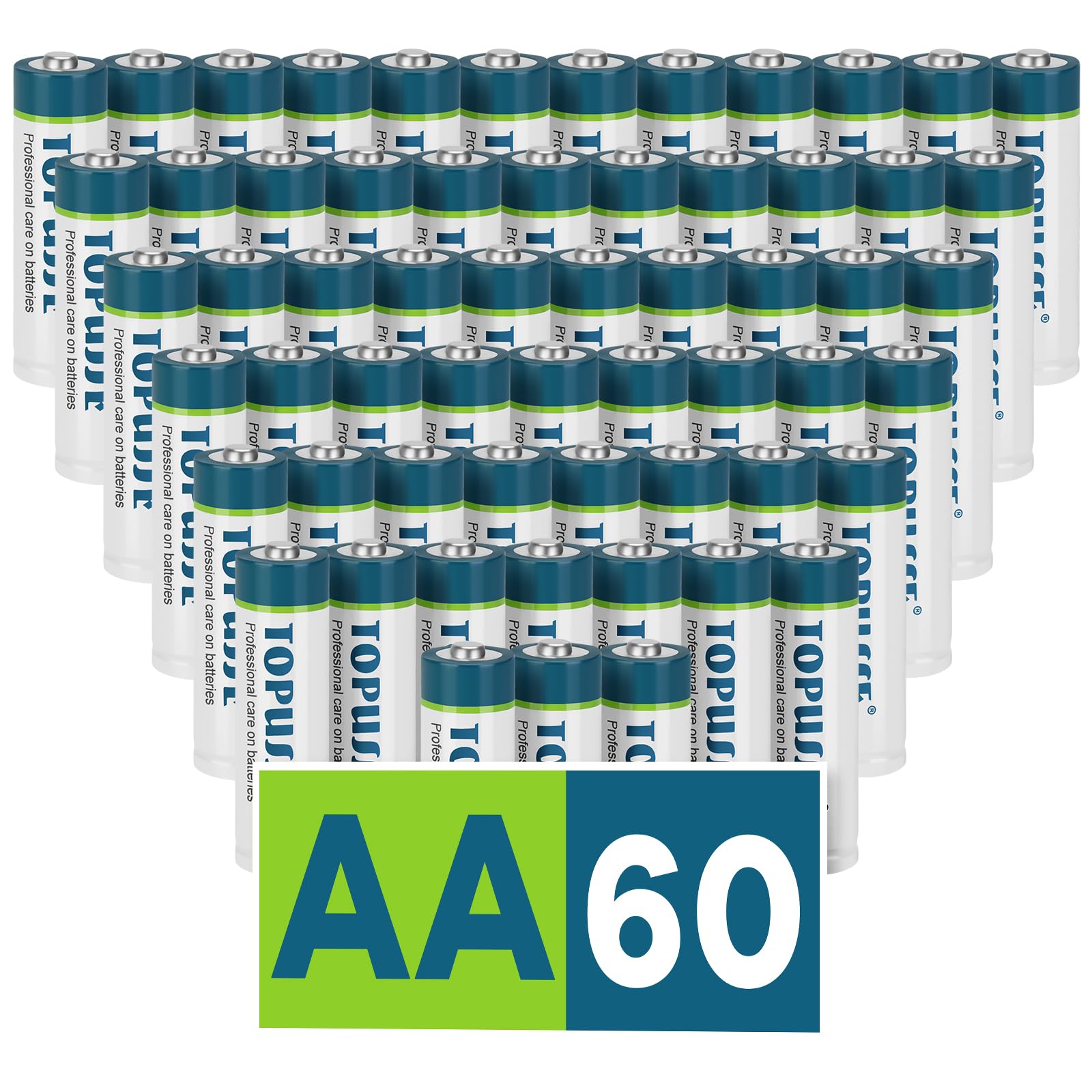 TOPUSSE 60 Pack AA Batteries, Long Lasting Alkaline 1.5v Leakproof Double A Size Battery,10-Year Shelf Life