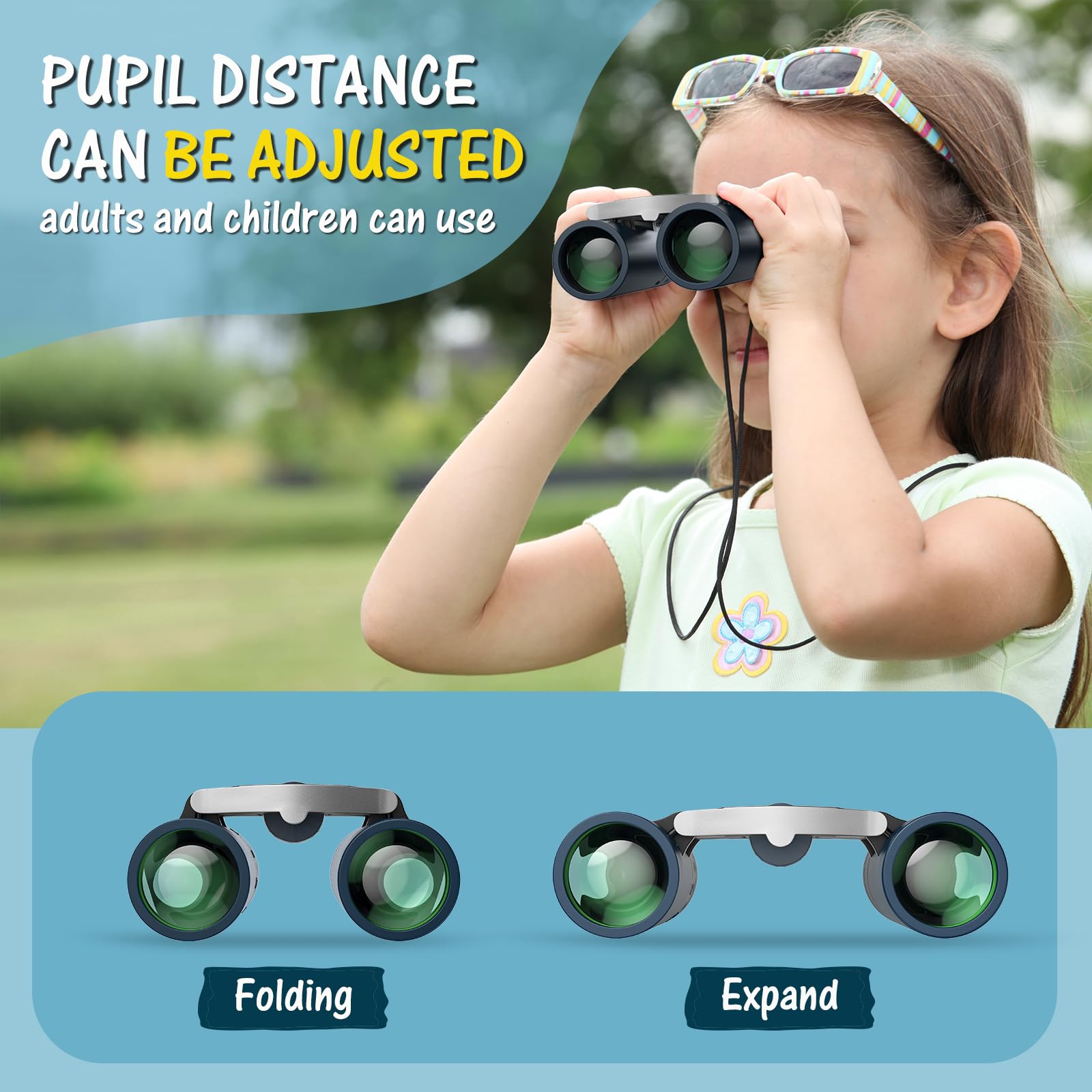 Uscamel Binoculars For Kids And Adults, 8  21 Compact Binoculars Small Size  Bird Watching, Travel, Camping, Hunting(Blue)
