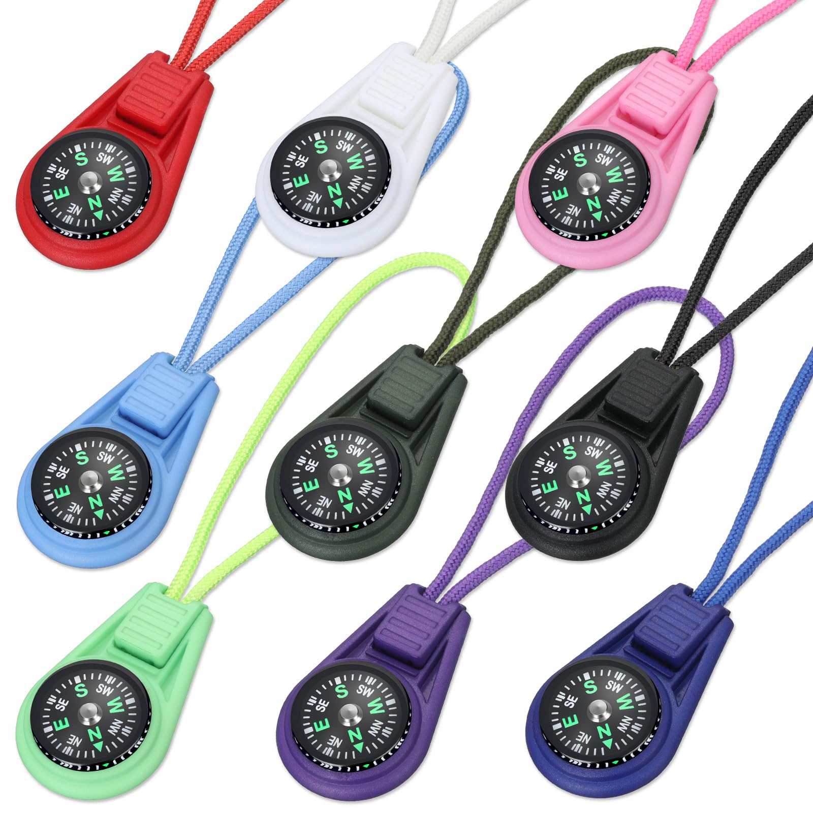 36 Pieces Multi-Color Mini Survival Compass Outdoor Camping Hiking Pocket Compass Liquid Filled Mini Compbum on Cord for Emergen