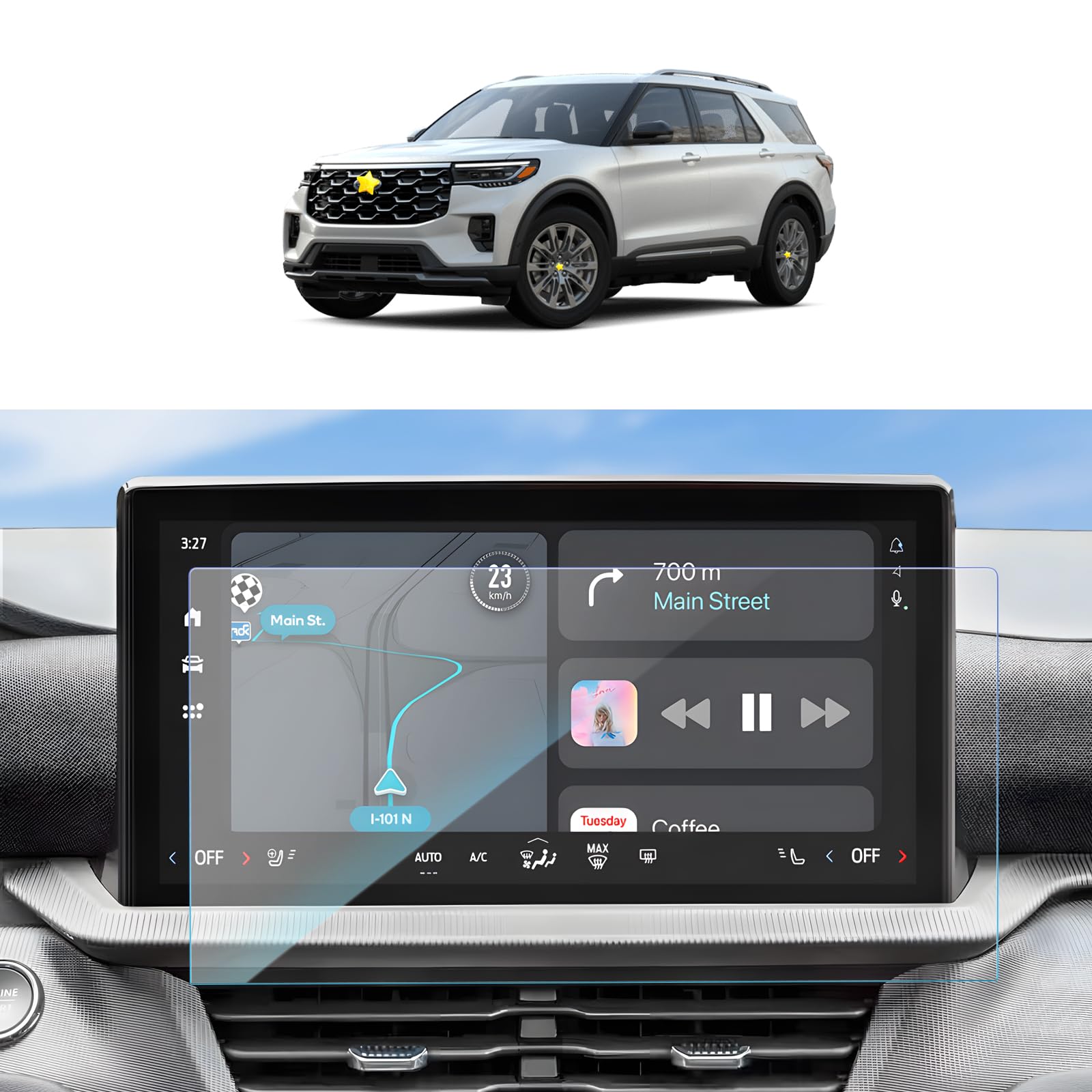 (Newest) Sktu For 2025 Ford Explorer Screen Protector 13.2 Inch For 2025 Ford Explorer (Active/St Line/Platinum/St) Infotainment Touchscreen Ford Explorer 2025 Accessories Tempered Glass Ultra Hd