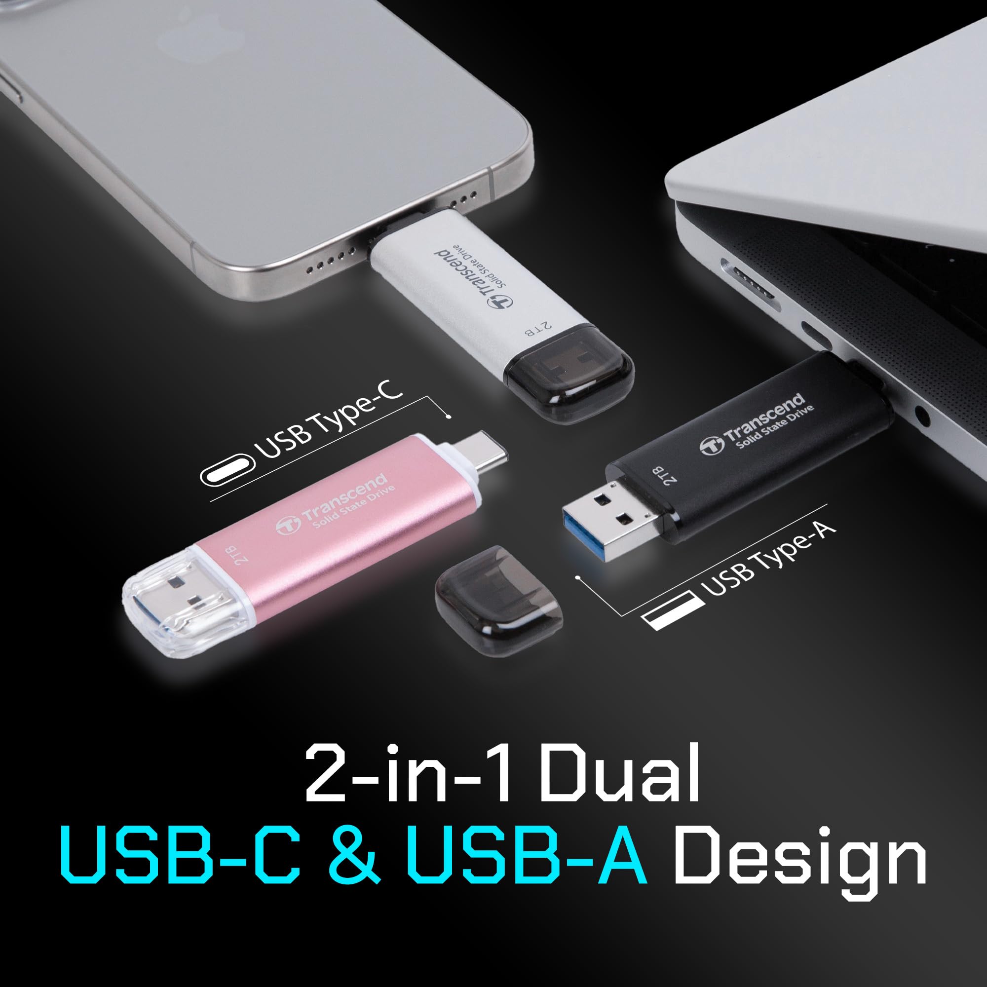 Transcend 1Tb External Ssd, Up To 1,050Mb/S, Dual Usb Flash Drive For Pixel10, Tesla, Iphone16,15,Ipad,Mac/Steam Deck/Rog Ally/M