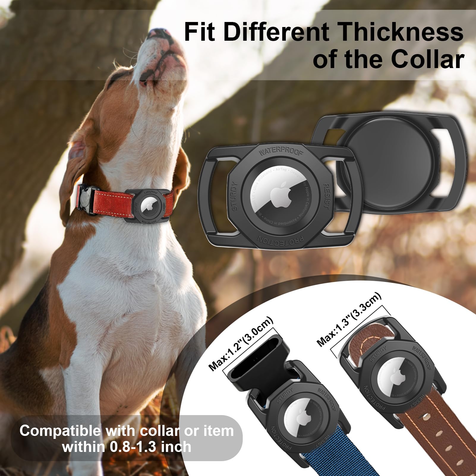 SANKALA Airtag Holder for Dog Collar - Waterproof Silicone Case, Anti-Lost, Lightweight, Black, 1 Pack