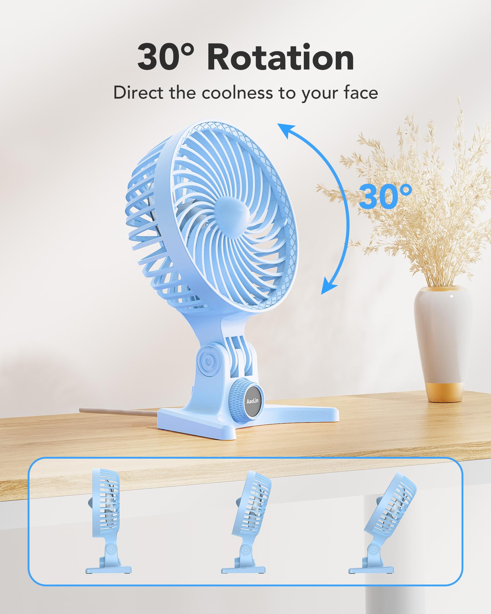 Aaolin Usb Small Fan, Desk Fans With Cvt Variable Speeds, Strong Cooling Airflow, Quiet Portable, Desktop Mini Personal Fan For