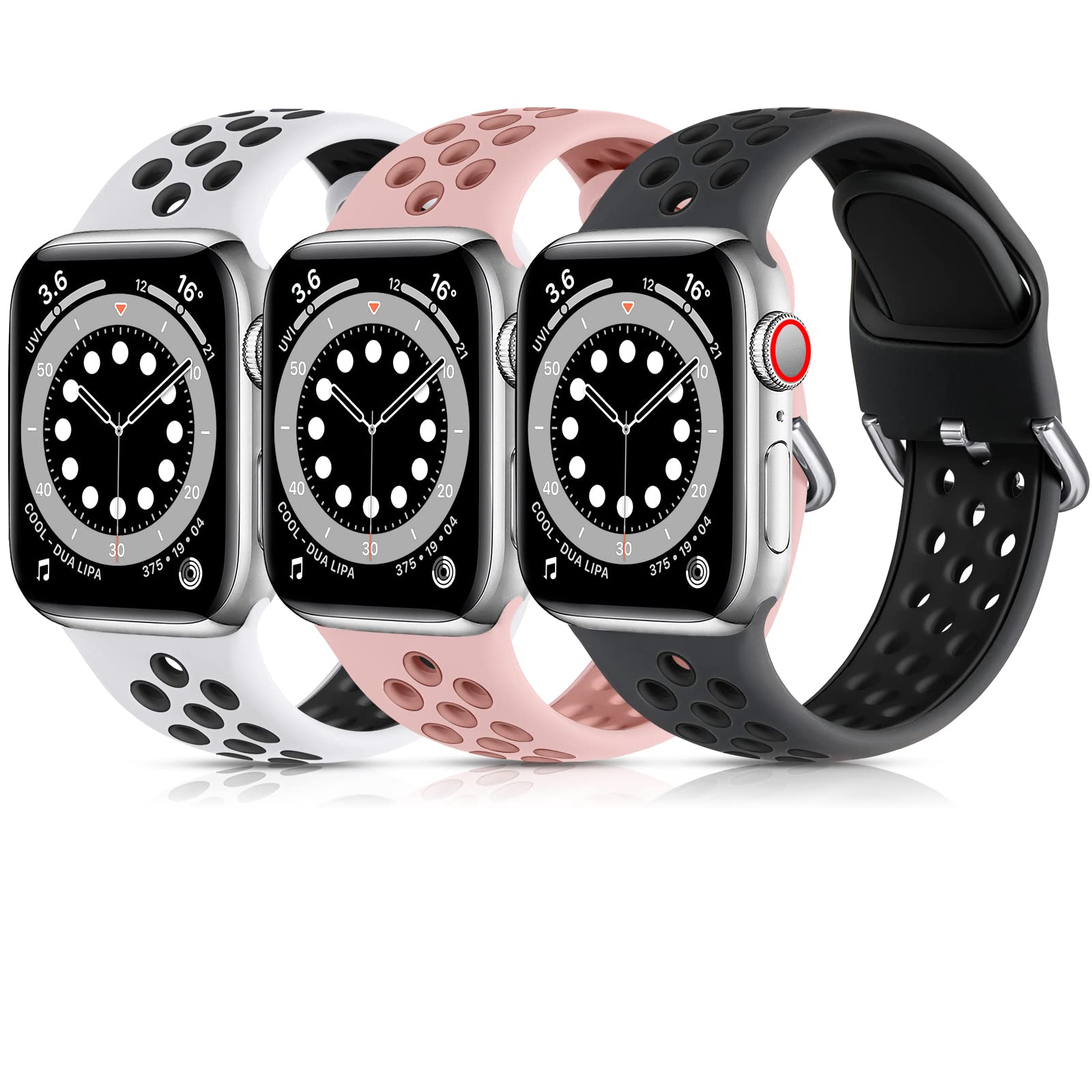 Lerobo 3 Pack Compatible With Apple Watch Ultra Band 49Mm 44Mm 46Mm 45Mm 42Mm 41Mm 40Mm 38Mm Sport Band Women Men,Soft Silicone