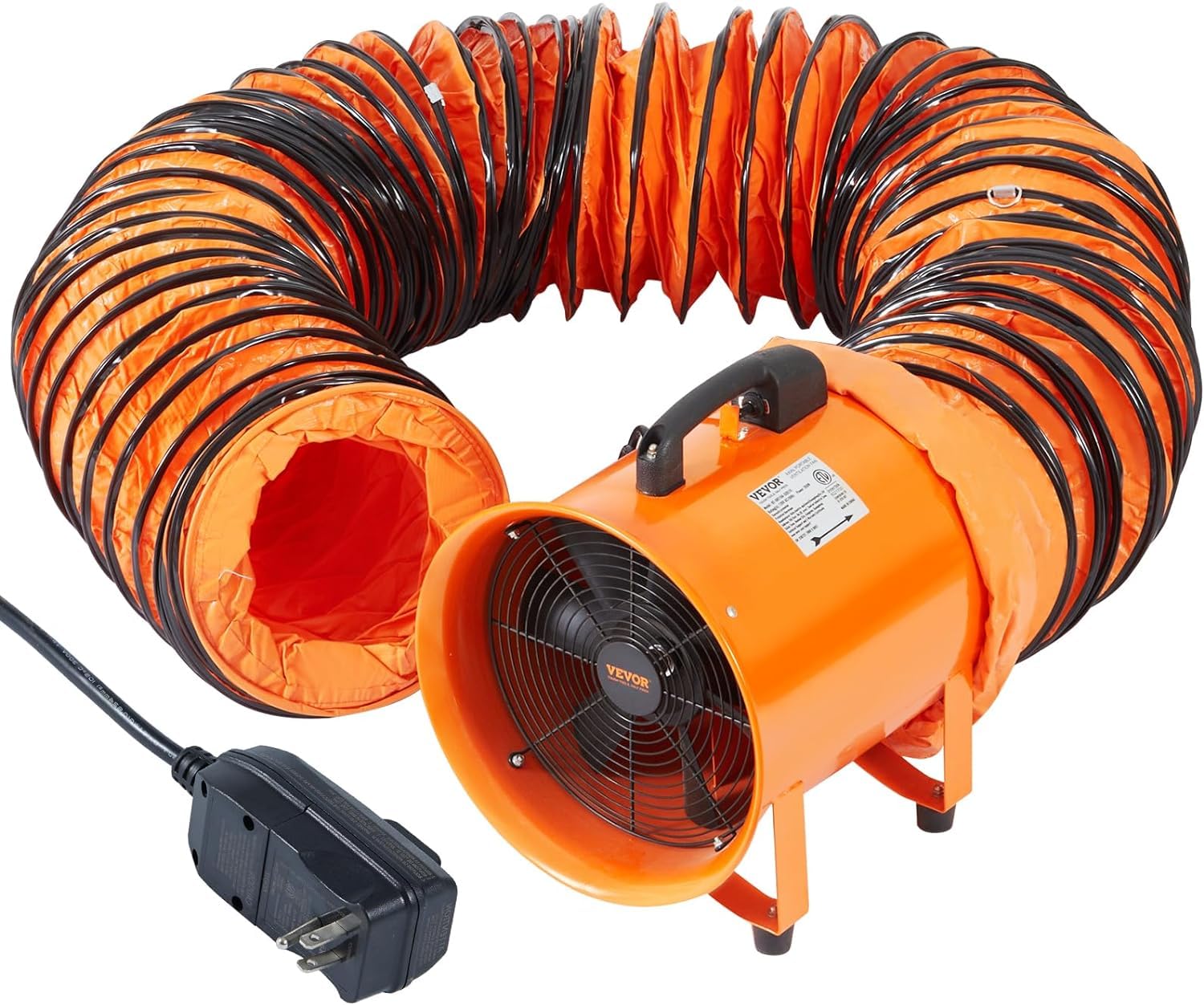 Vevor Portable Ventilator With Hose, 2 Speed, 12 Inch Utility Blower Exhaust Fan With 16.4Ft Flexible Duct, 560W 2894Cfm High Ve