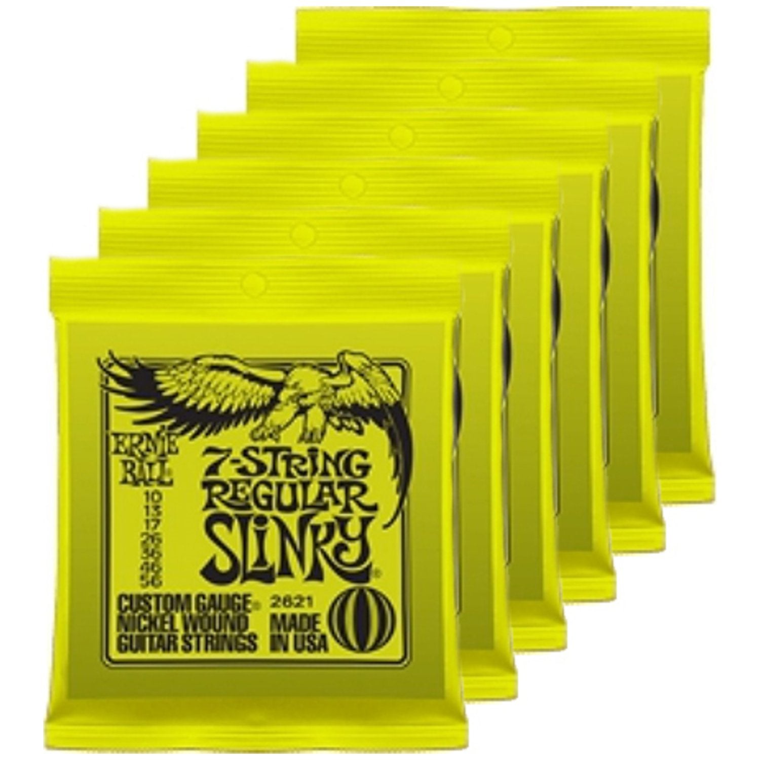 6 Sets Of Ernie Ball 2621 7 String Regular Slinky 10 56 Guitar Strings