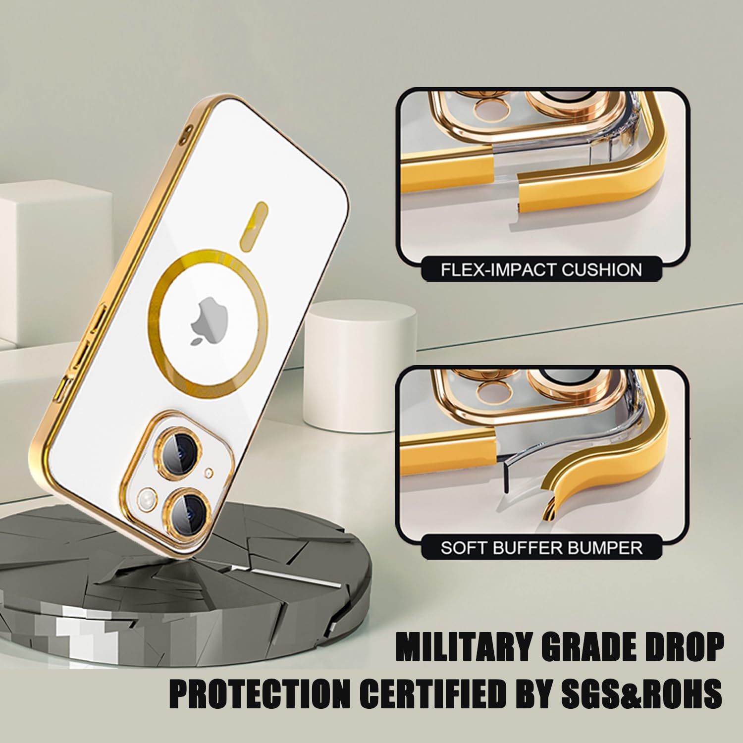 Misscase For Iphone 15 Magsafe Case With Camera Lens Protector,Full Protection Magnetic Clear Case Compatible With Magsafe Elega