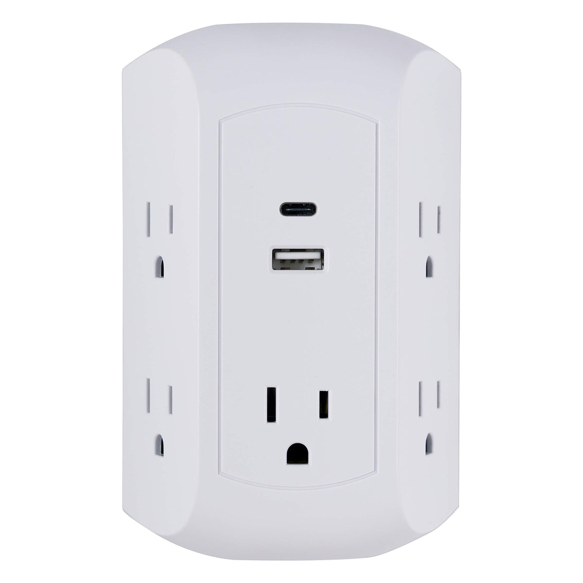 Ge Ultrapro 5 Outlet Extender With Usb And Usb C Port, Surge Protector, Spaced Wall Tap, Side Access, Charging Station, For Ipho
