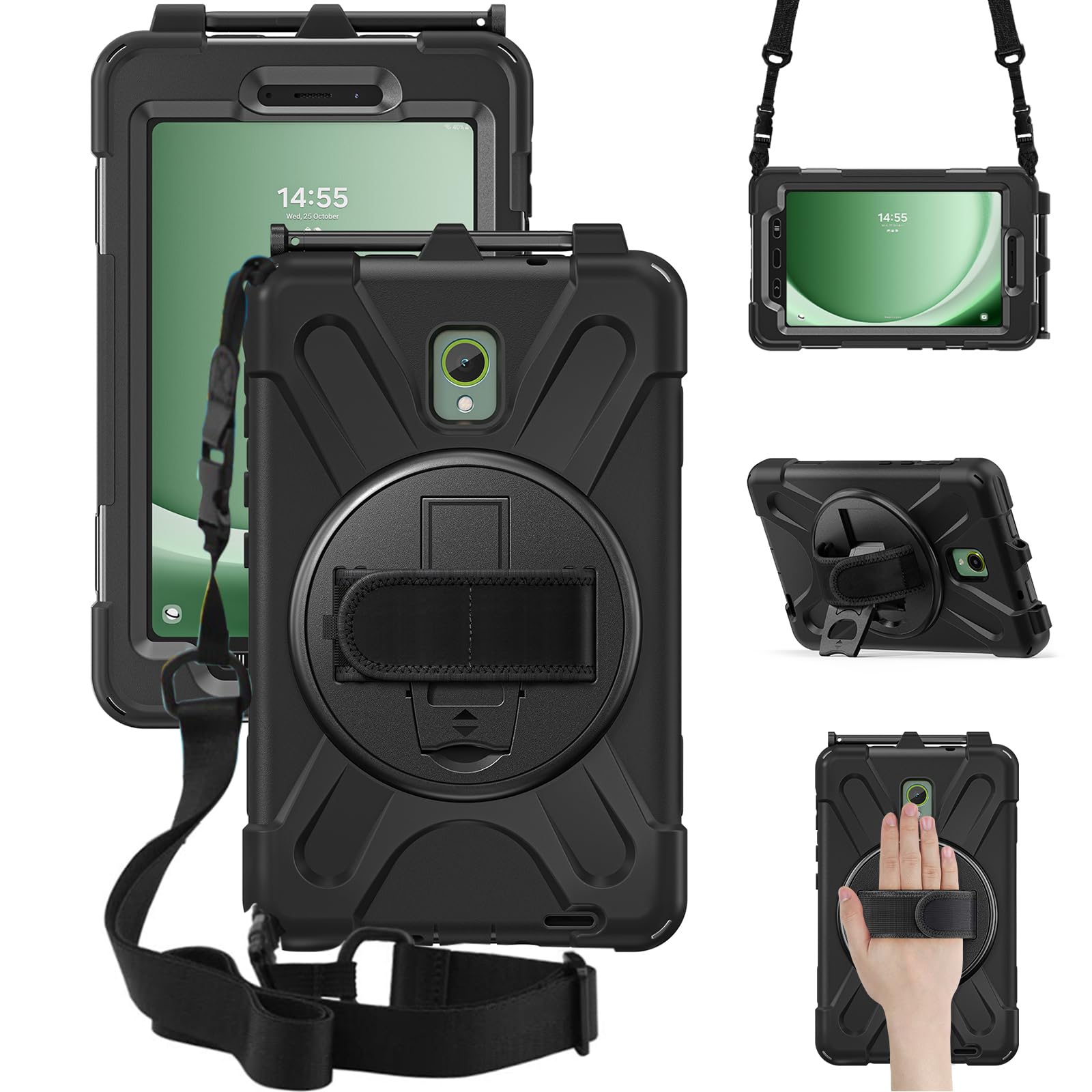 Dreamerx Samsung Galaxy Tab Active 5/Active 3 8'' Case With Strap, Shockproof Cover W/Stand Handle Hand Strap Shoulder Strap For