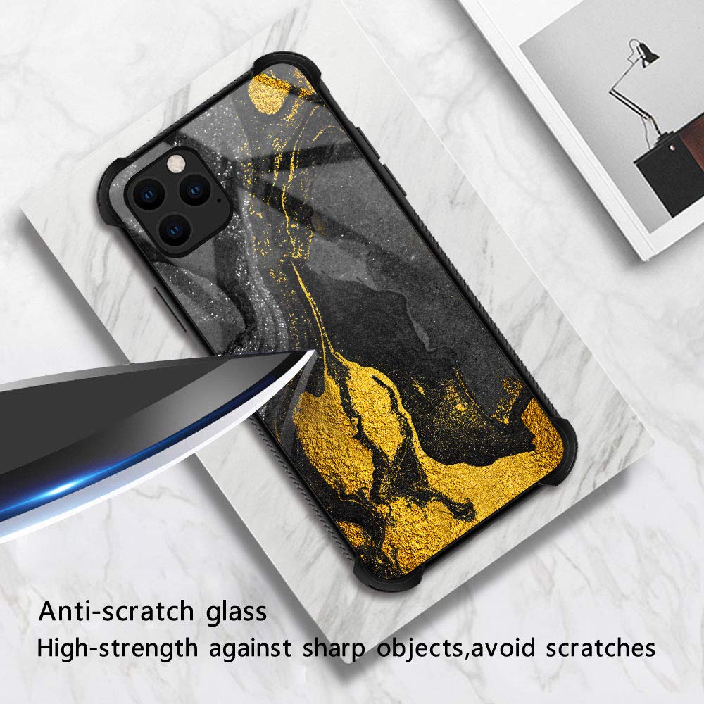 Zhegailian Case Compatible With Iphone 12,Black Golden Marble Case For Iphone 12 Pro For Boys Men,Pattern Design Anti Scratch Or