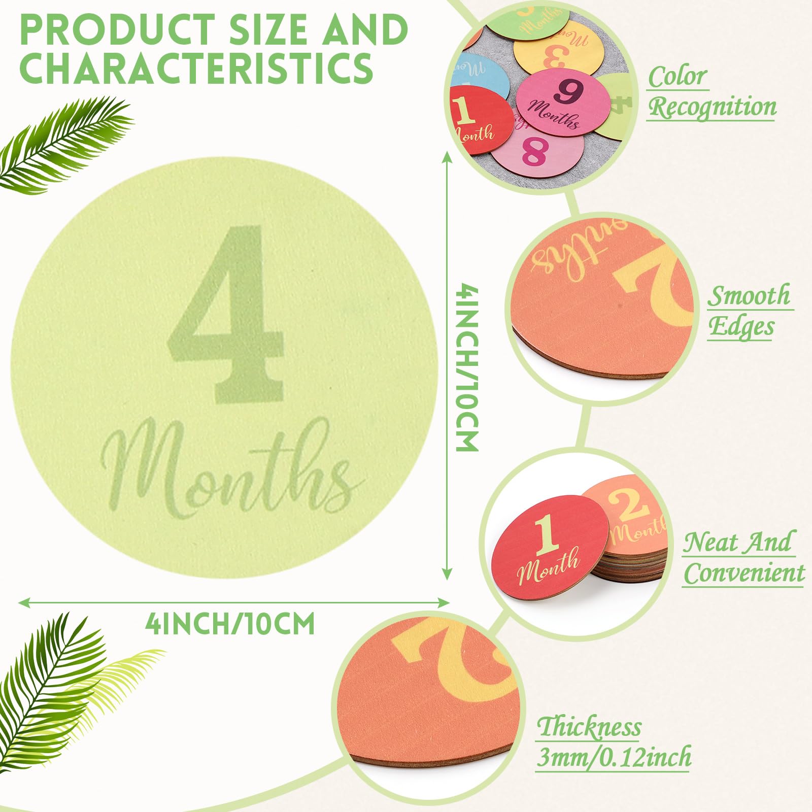 Wooden Monthly Baby Milestone Cards,Monthly Milestone Wood Discs,13 Pack Digits Printed Baby Months Signs Wood Gift Baby Announc