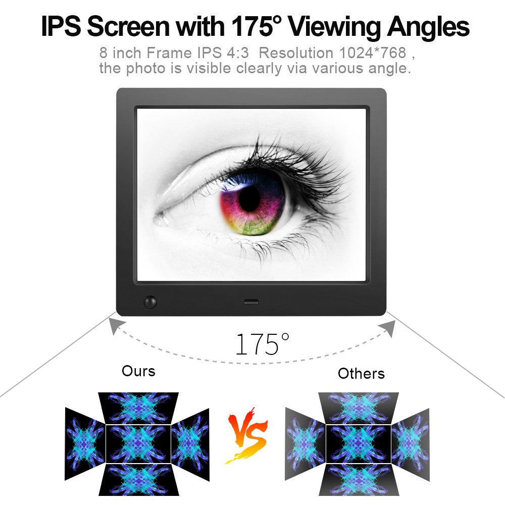 Digital Picture Frame 8 Inch - Digital Photo Frame With Slideshow Electronic Photo Display With Motion Sensor/High Resolution 18