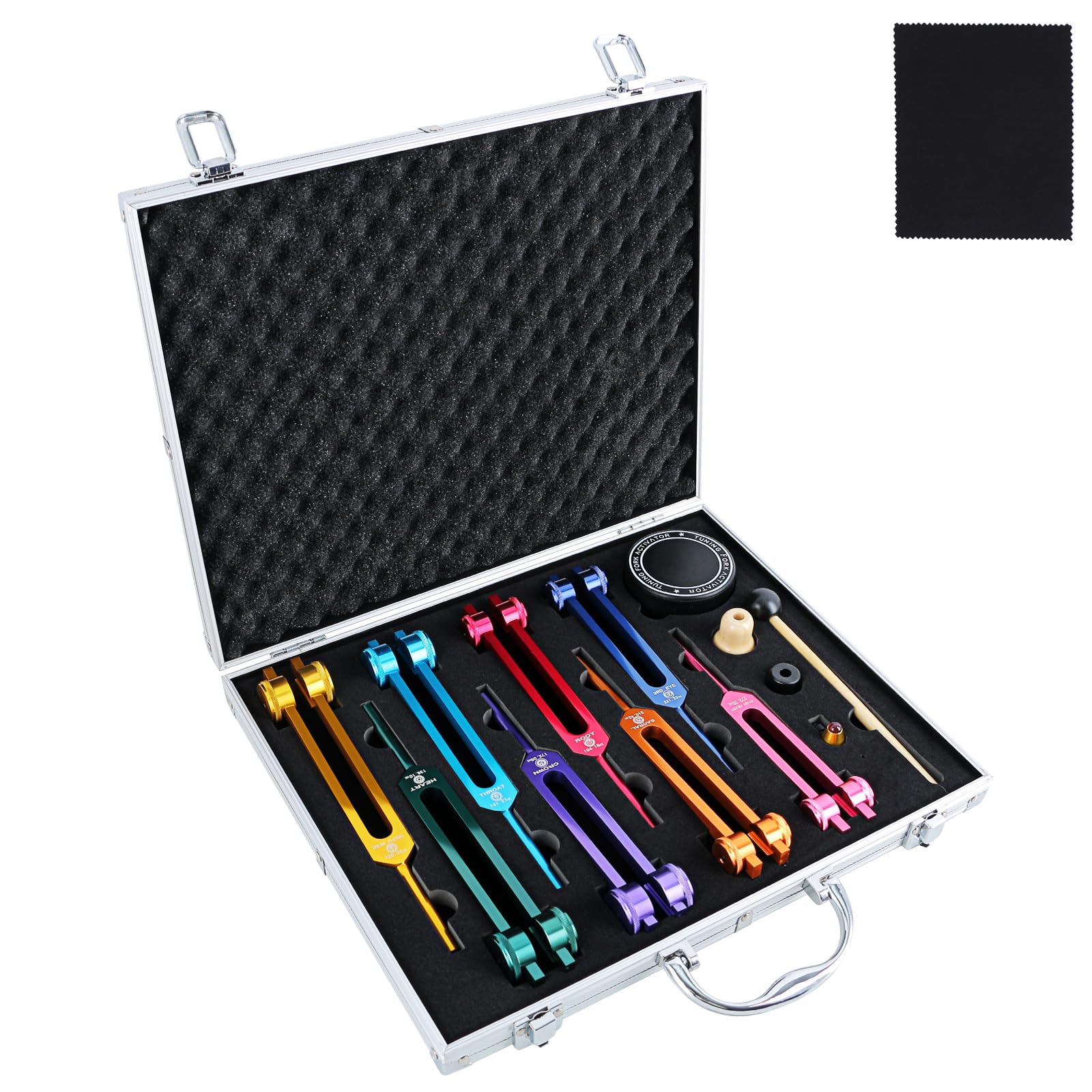 Eastrock 8 Color Tuning Fork Set Chakra Tuning Fork Set Aluminum Alloy Material Sound Therapy Instruments Kit With Tuning Fork A