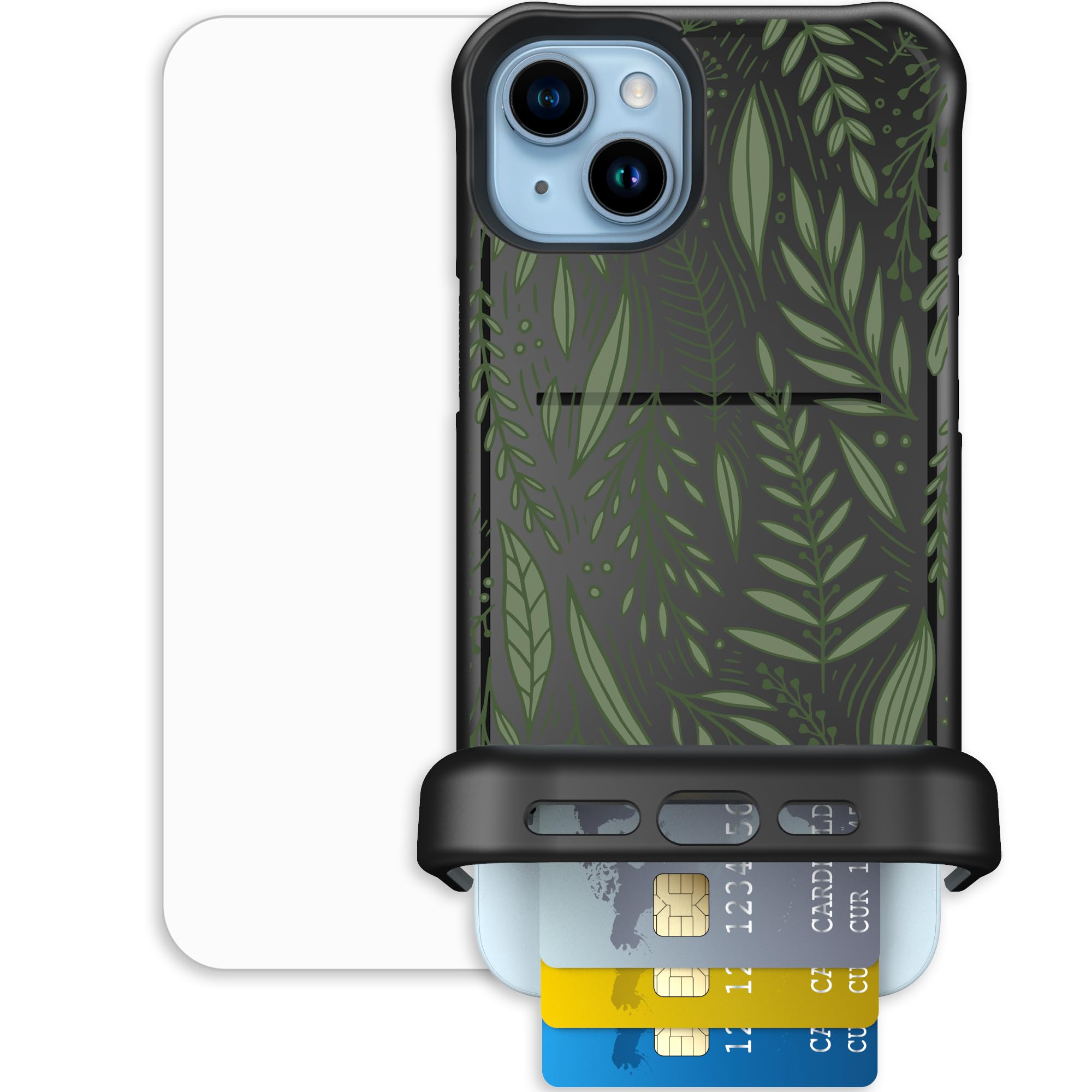 Scooch for iPhone 15 Plus/14 Plus Case with Card Holder, Wingmate Wallet Case with Hidden Card Slot and RFID Protection, Bundled