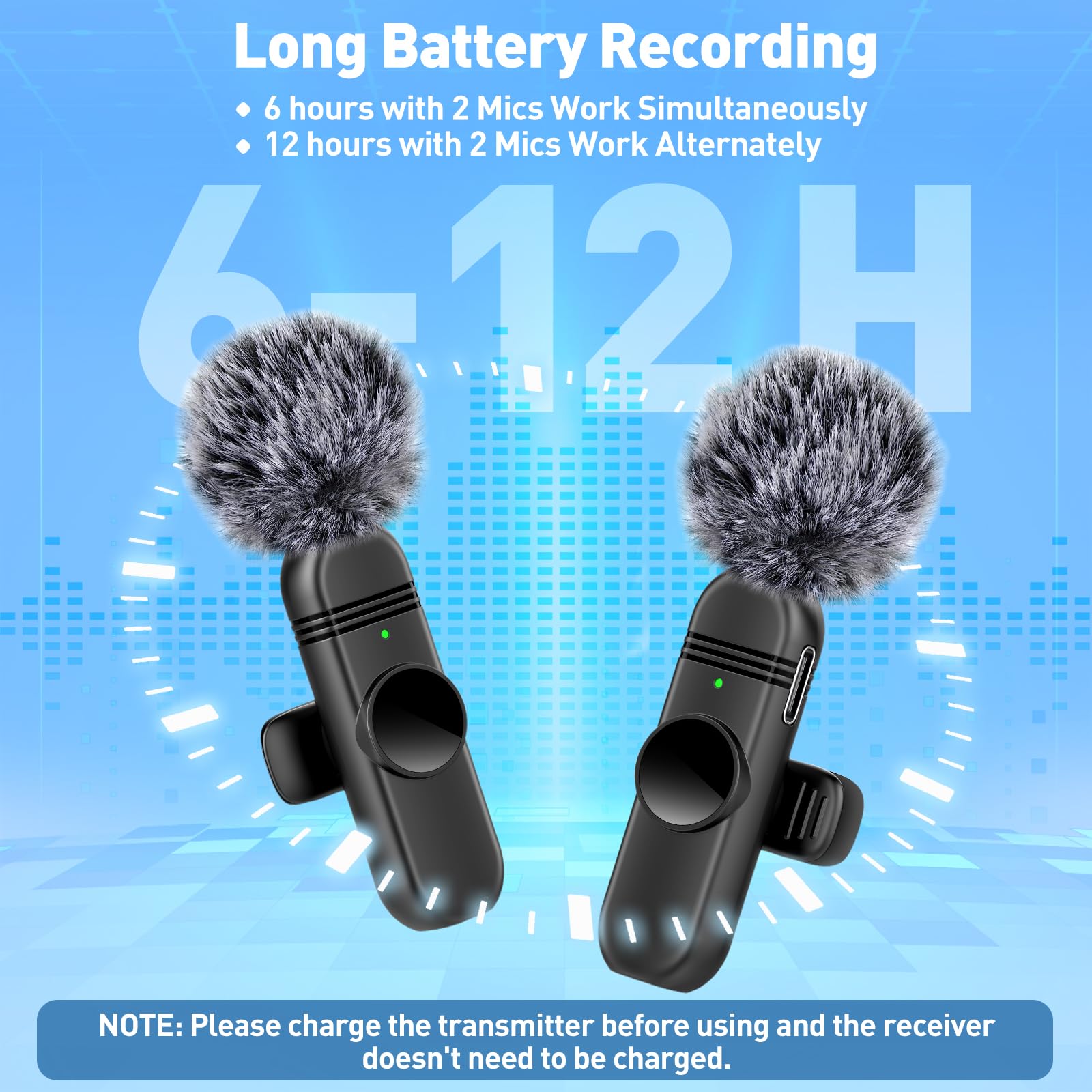 Type C Wireless Lavalier Microphone For Iphone 15,Android And Laptop,Tablet,Pc,Clip On Microphone With Noise Reduction For Video