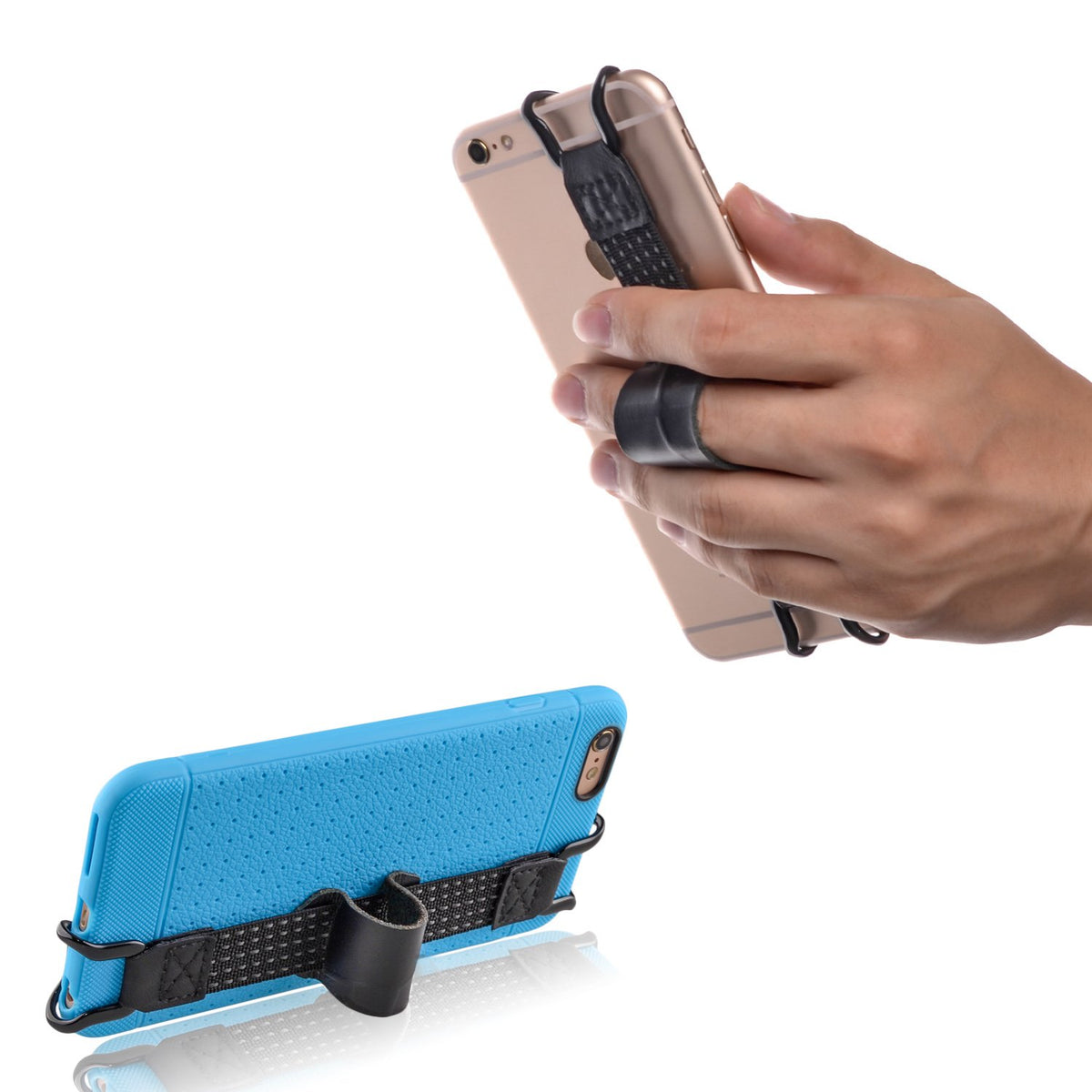 Tfy Security Hand Strap With Leather Belt Holder Stand Compatible With Iphone 15 Pro Max / 14 Plus / 13 Pro / 12 / Xs/Xr/Se / 8